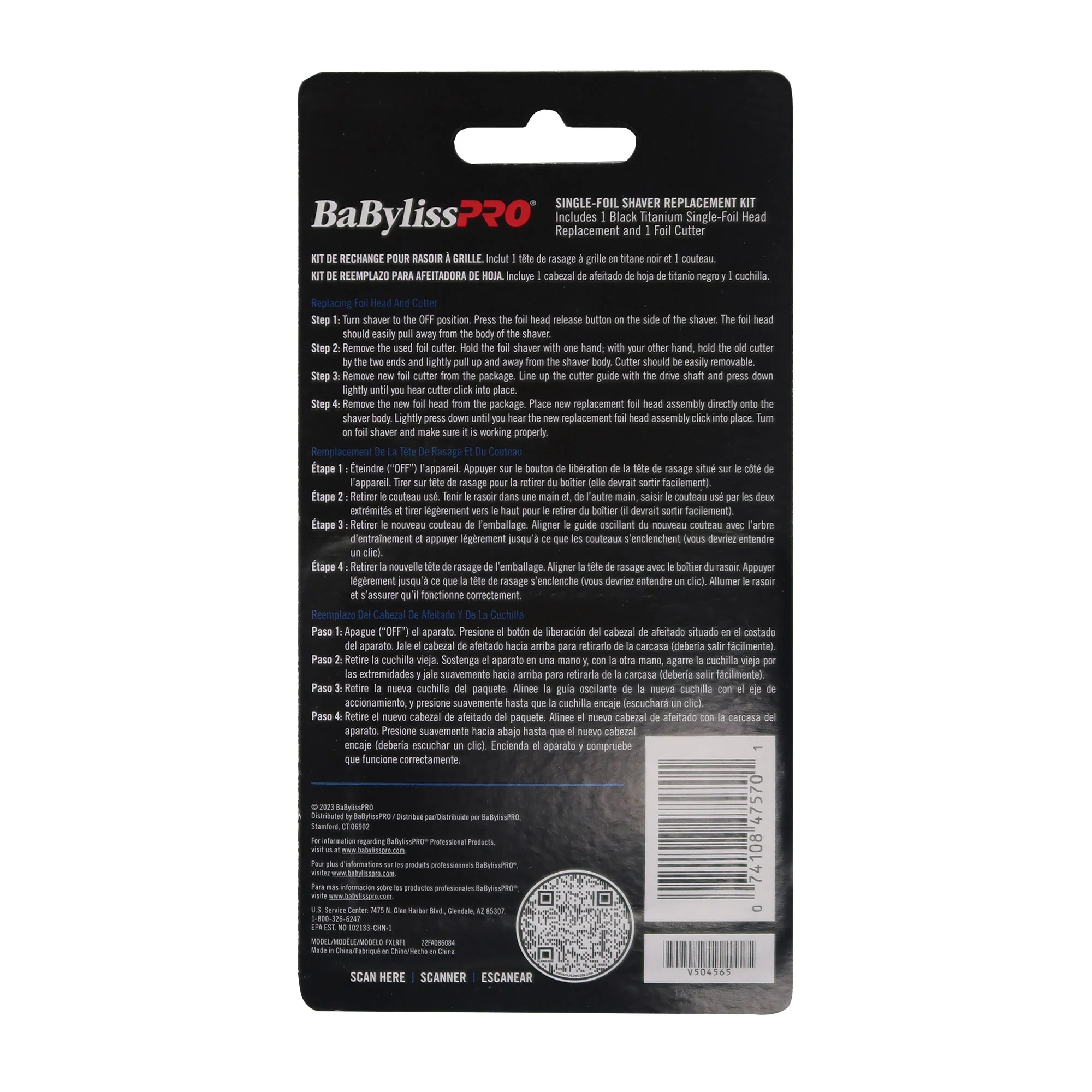 BaByliss Pro UVFOIL Single-Foil Shaver Replacement #FXLRF1 with Power Cord Charger and Neck Brush - Image 3