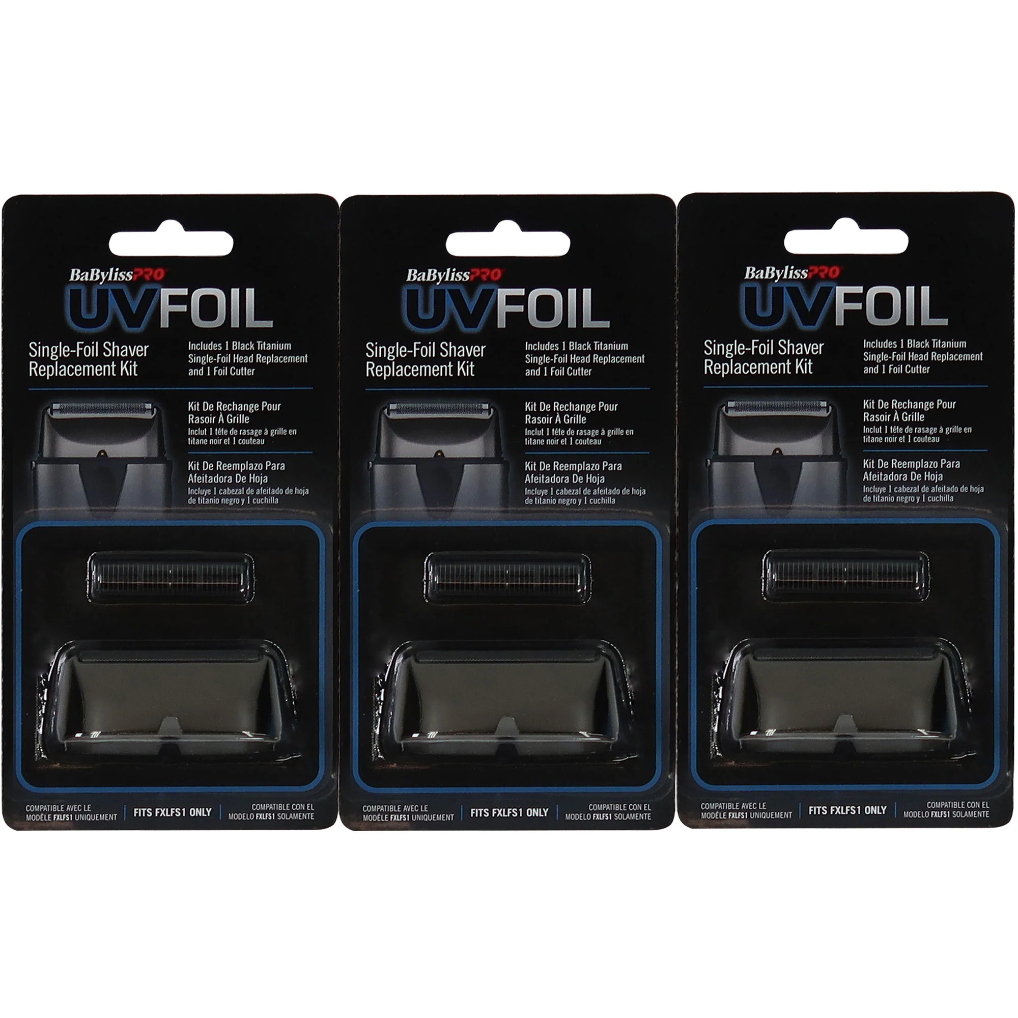 3x BaByliss Pro UVFOIL Single-Foil Shaver Replacement Kit #FXLRF1