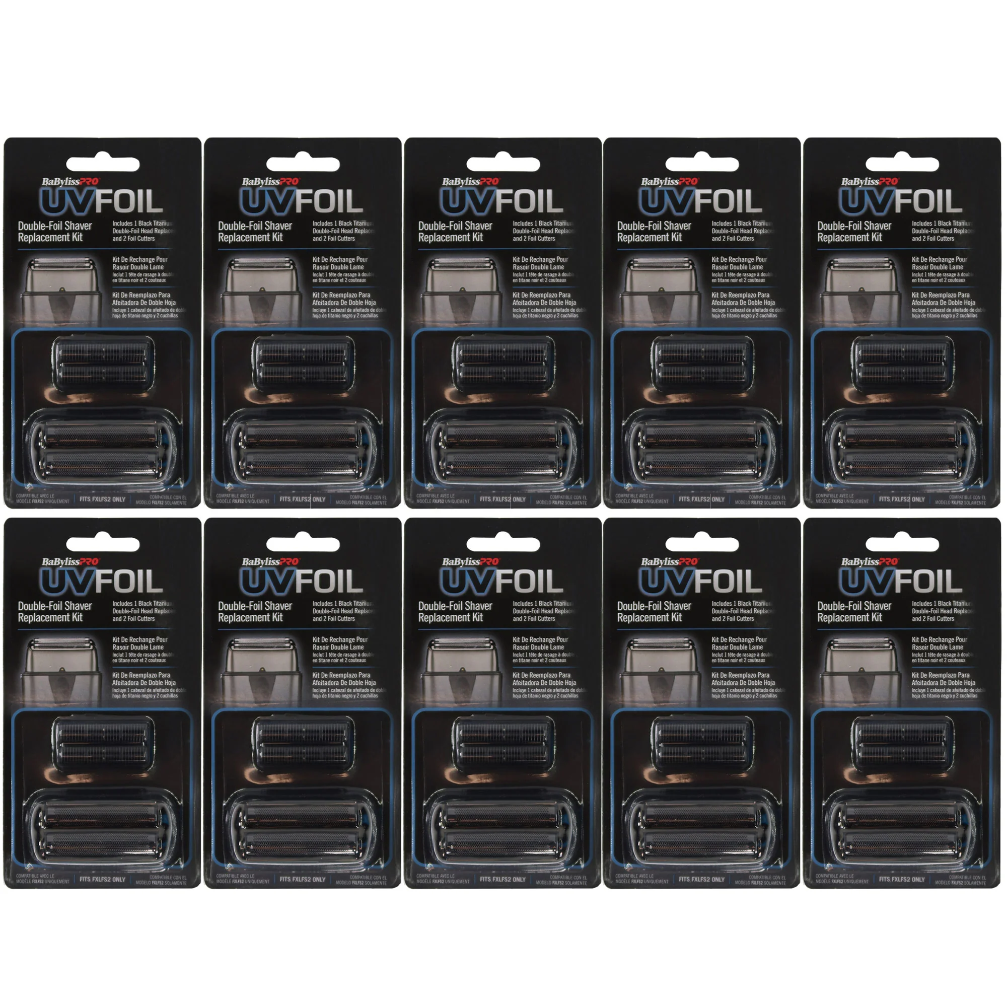 10x BaByliss Pro UVFOIL Double-Foil Shaver Replacement Kit #FXLRF2