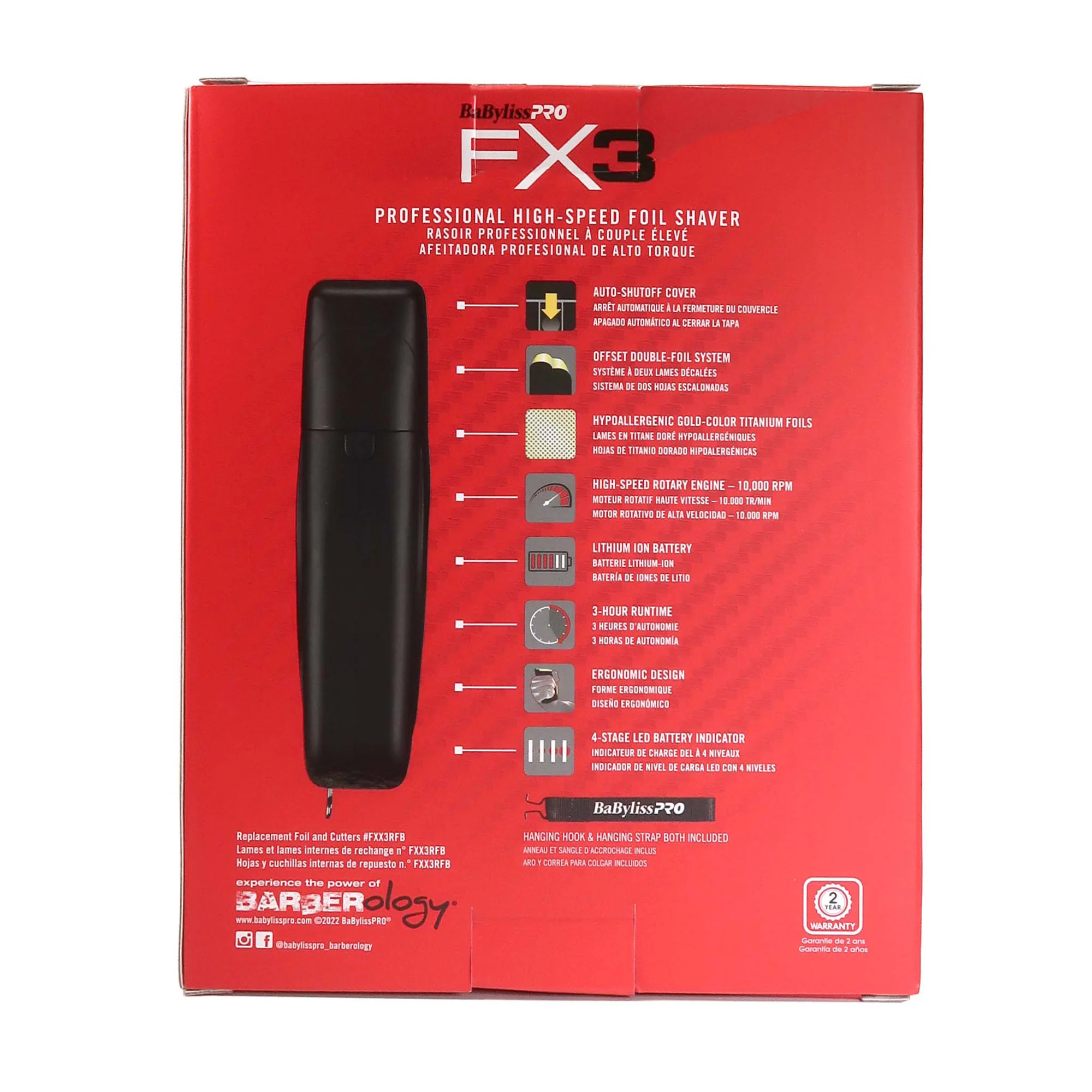 BaByliss Pro FX3 Professional High-Speed Foil Shaver Black #FXX3SB with BaByliss Pro FX3 Replacement Foil Head for FX3 Shaver #FXX3RFB and Barber Apron - Image 6