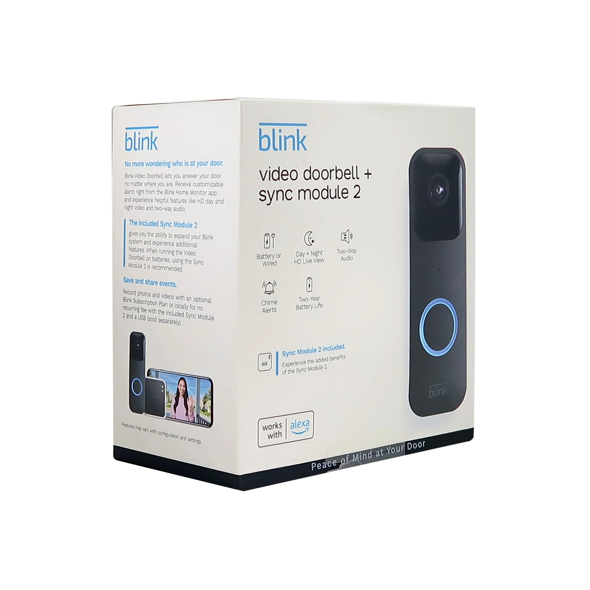 Blink Smart Wifi Video Doorbell Wired / Battery, Sync Module 2 with Blink Wired Floodlight Camera Works with Alexa - Image 10