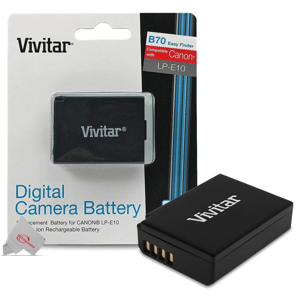 Vivitar LP E10 Replacement Battery and Charger for Canon T7 T6 T5 T100 4000D 3000D 2000D - Image 2