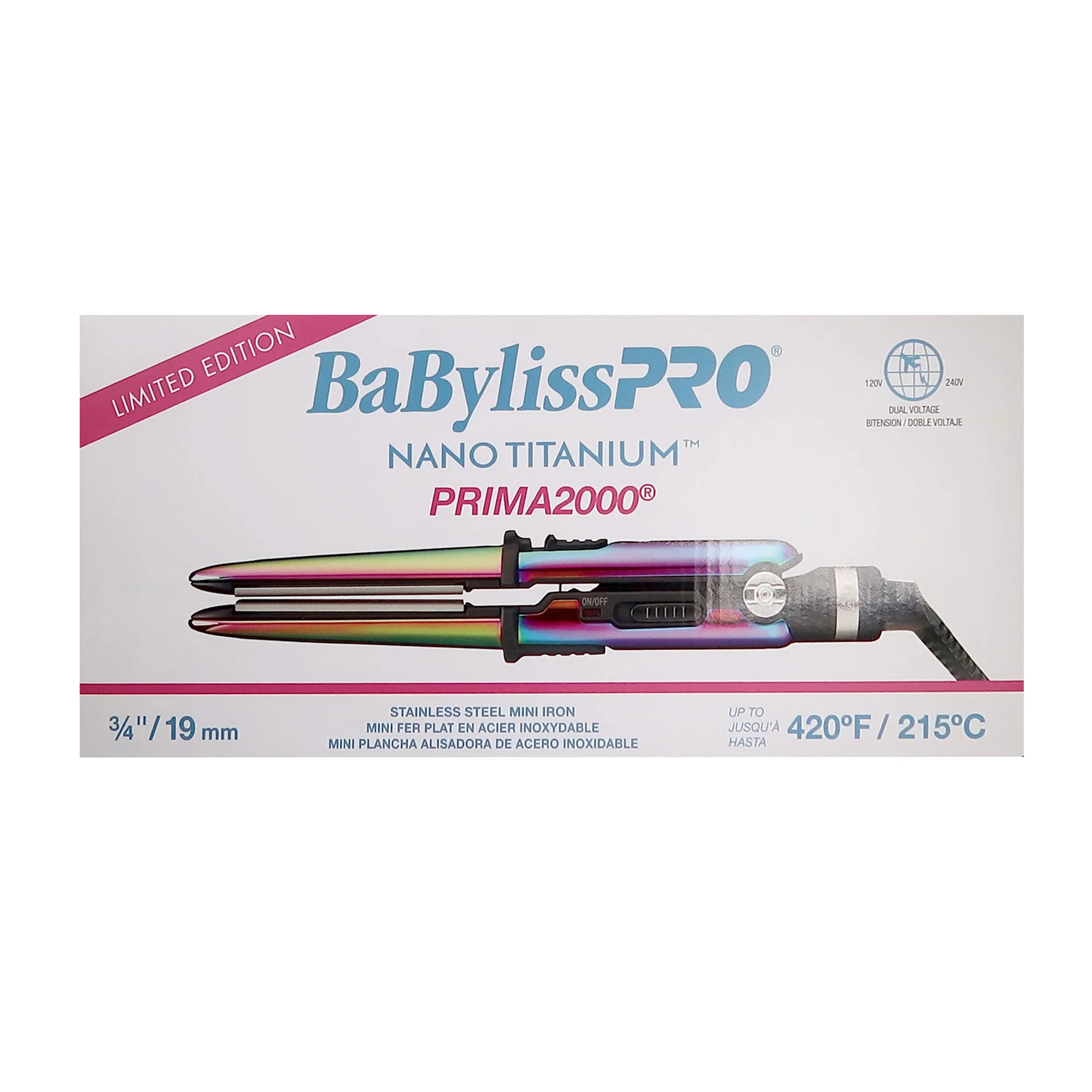 BaByliss Pro Nano Titanium Prima2000 3/4" Stainless Steel Mini Iron Iridescent #BNTBRB2000UC - Image 7