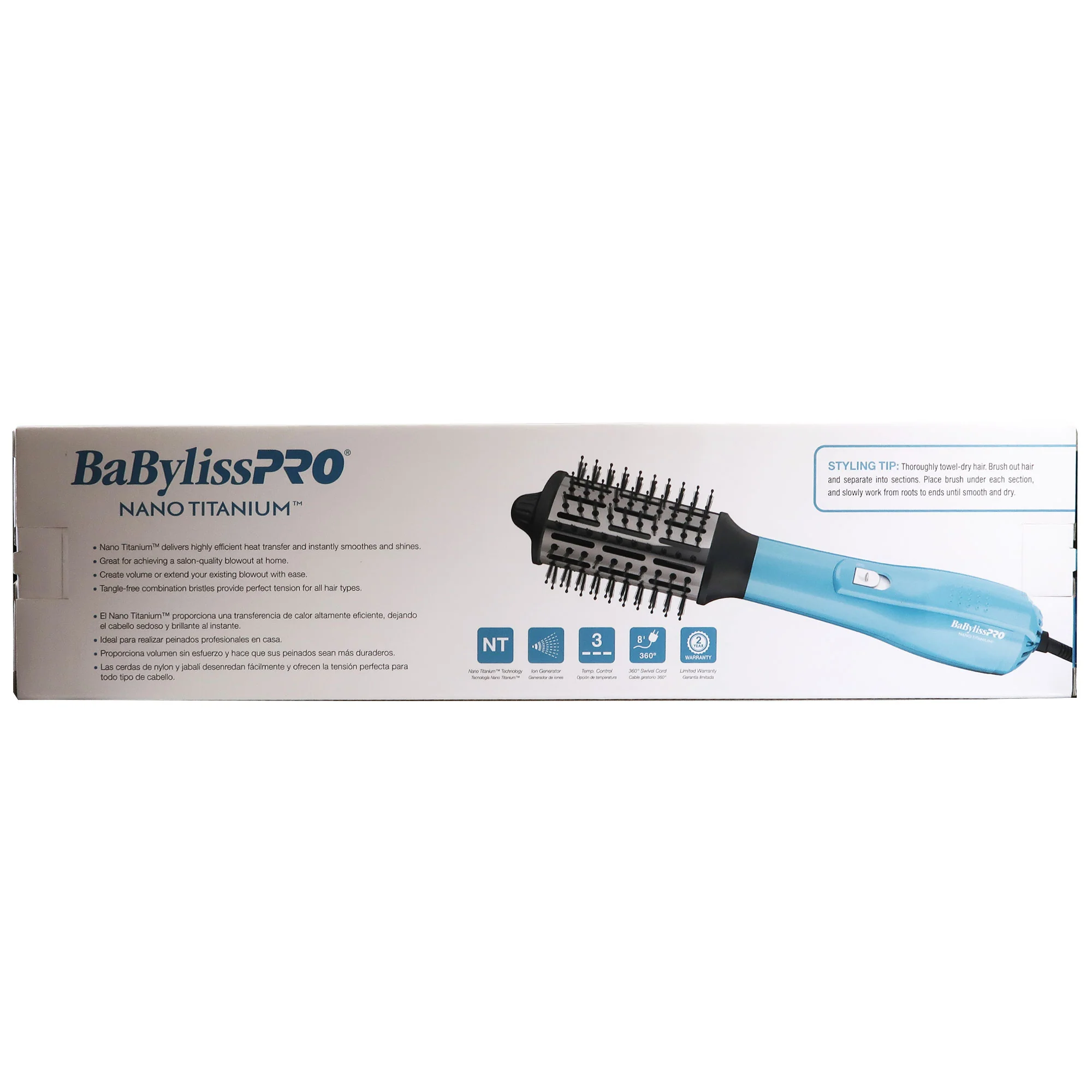 BaByliss Pro Nano Titanium Oval Ionic Hot Air Brush - 2-1/2" #BNTHB250 - Image 5