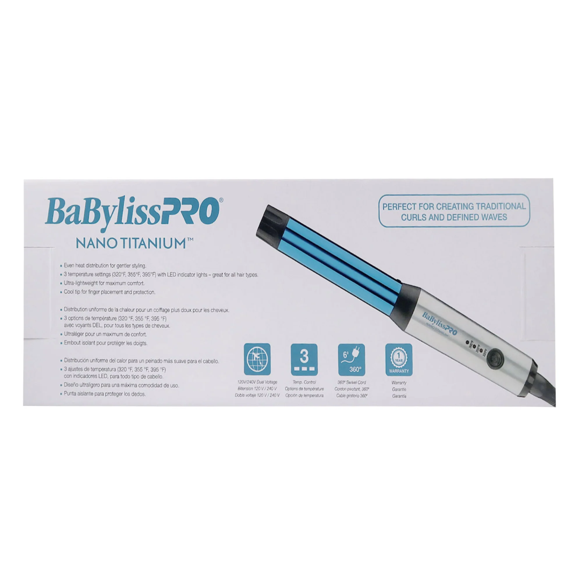 Babyliss Pro Nano Titanium 1" Compact Full Power Curling Wand with 3 Heat Settings #BNTMWUC - Image 5