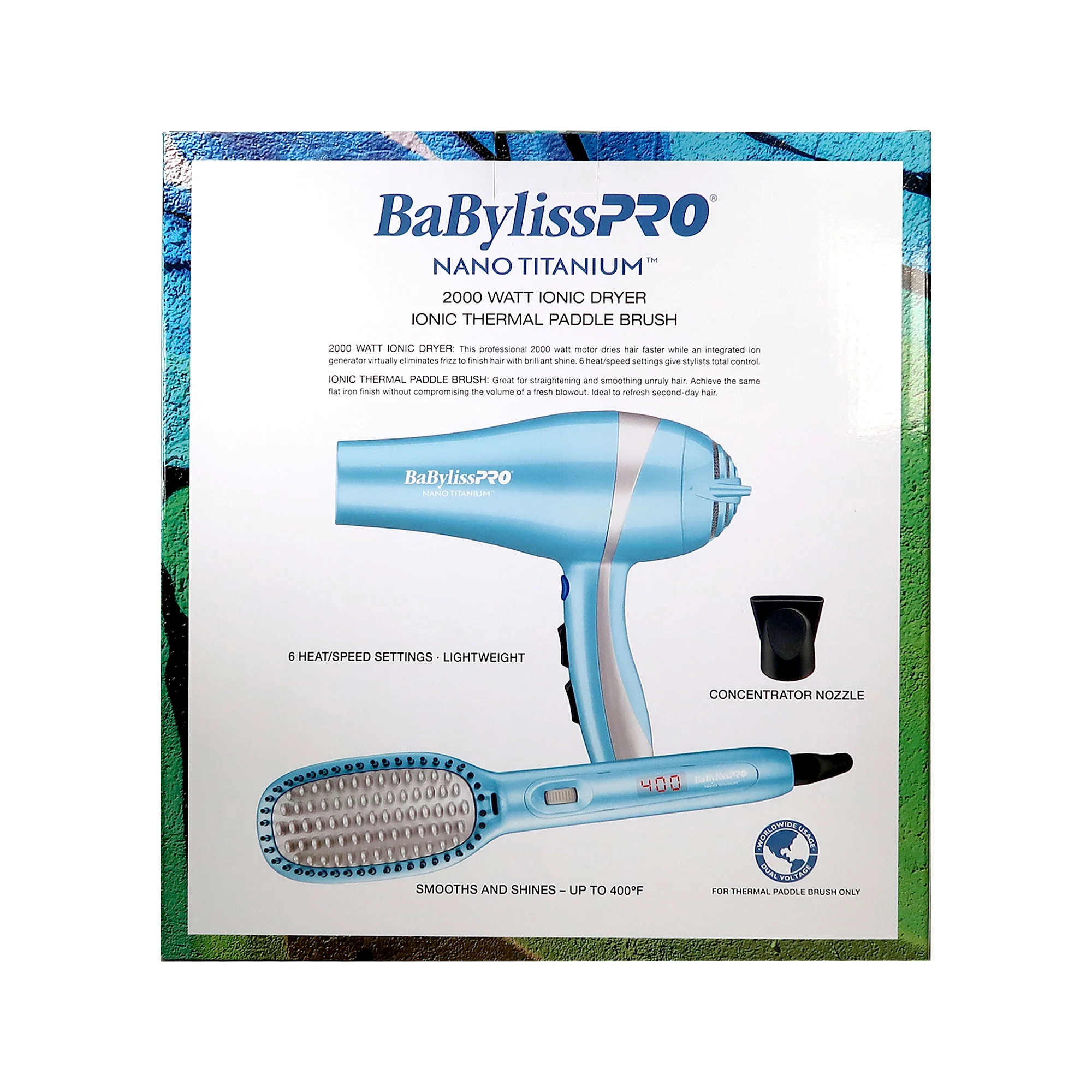 BabylissPro Nano Titanium 2000 Watt Ionic Dryer and Ionic Thermal Paddle Brush Set - Image 4