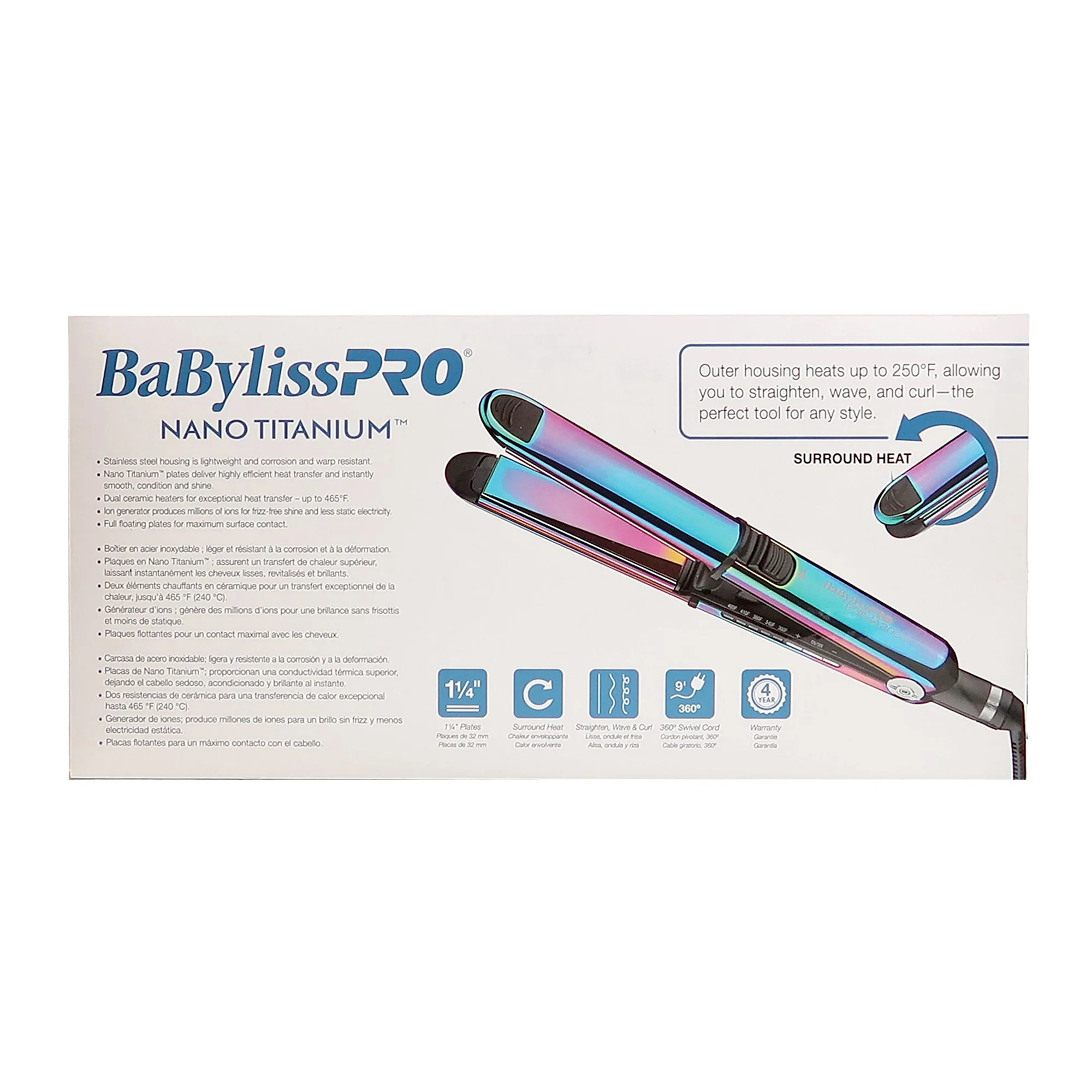 BaByliss Pro LIMITED EDITION Nano Titanium Prima 3000 Stainless Steel Flat Iron Iridescent - 1¼" #BNTRB3000TUC (Dual Voltage) - Image 5