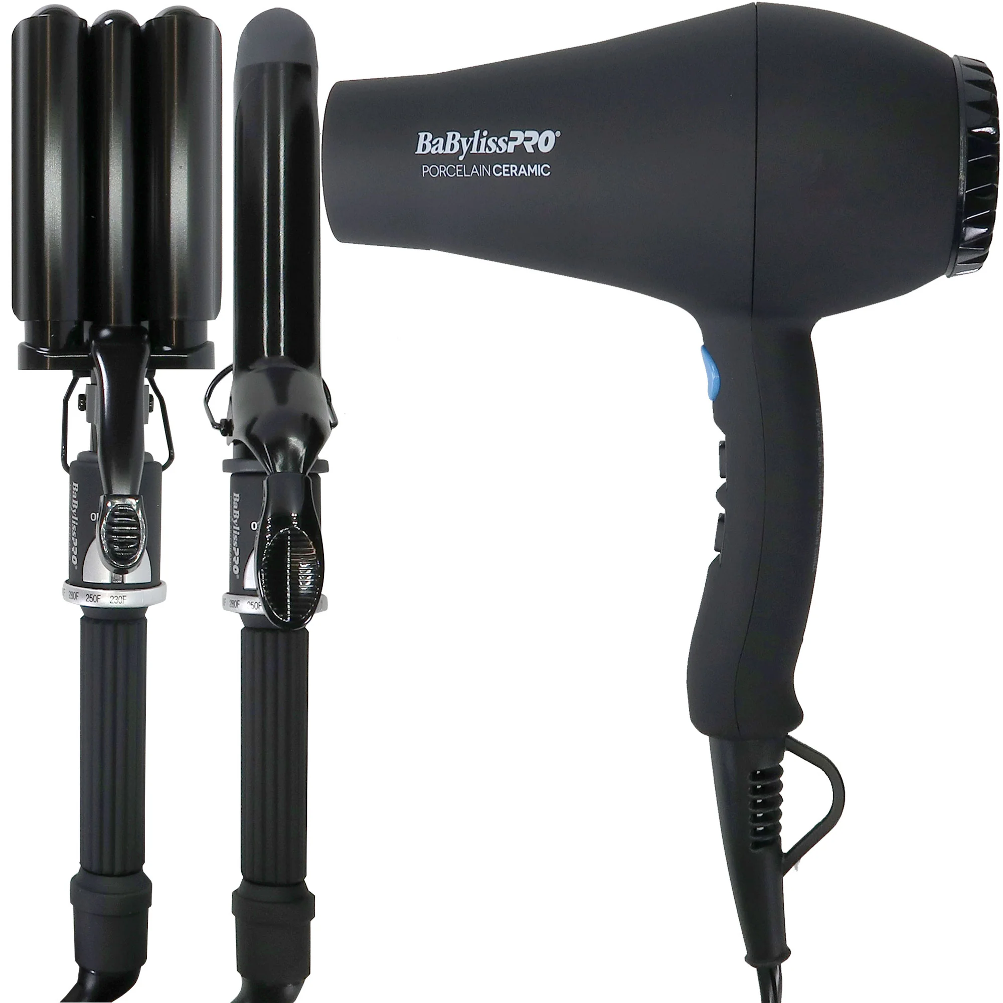 BaByliss Pro Porcelain Ceramic Gift Box (Dryer, Waver, Curling Iron) Black #BPPP7 - Image 5