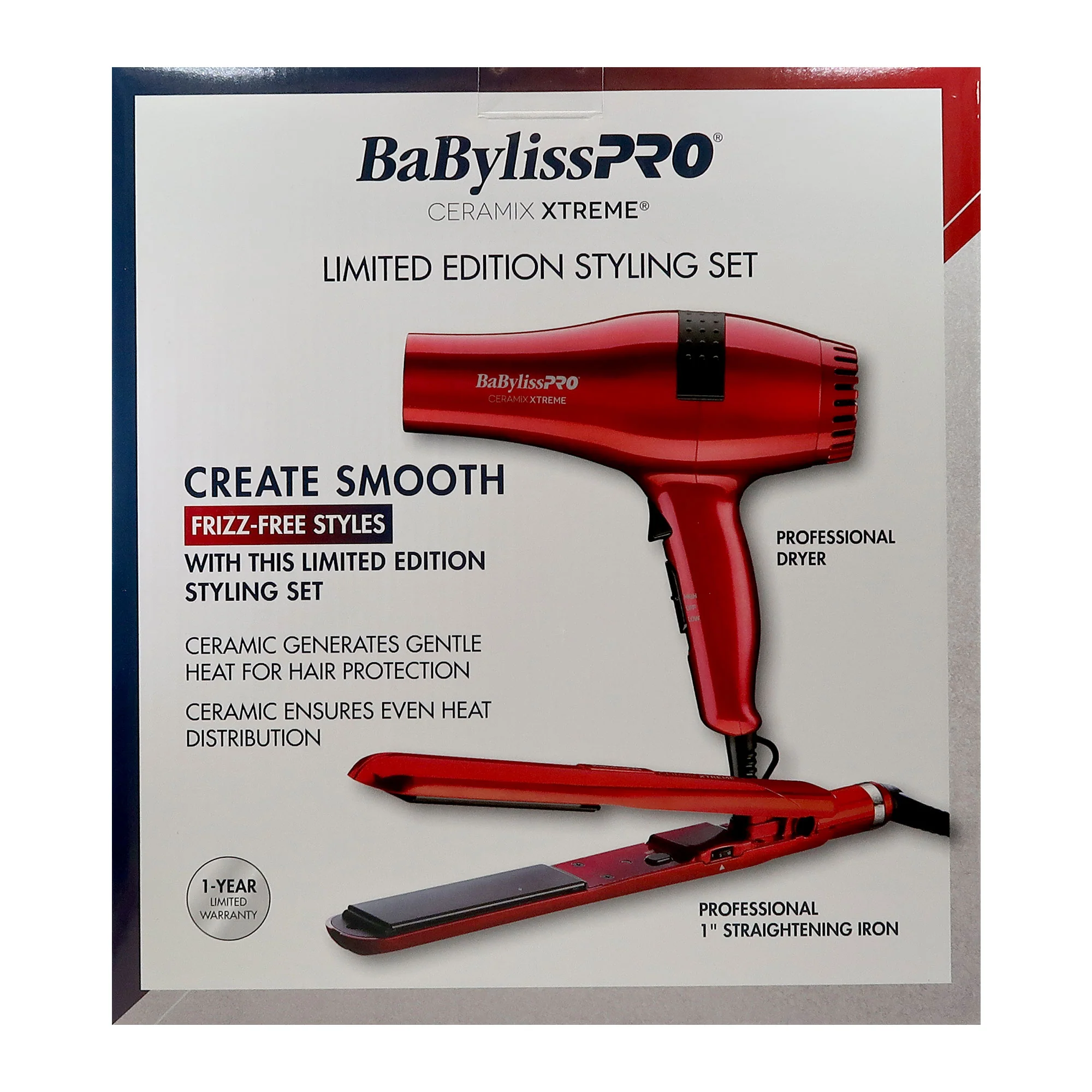 BaByliss Pro Ceramic Xtreme Limeted Edition Styling Set, Dryer & 1" Straightening Iron Red #CEPP1N - Image 8