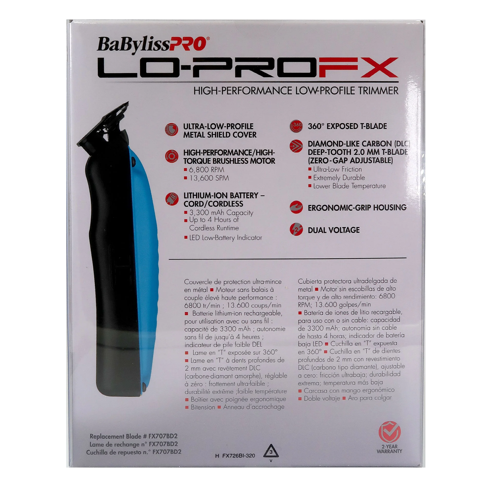BaBylissPRO Influencer Limited Edition LO-PRO FX Cordless Trimmer (Nicole Renae) Blue #FX726BI - Image 4