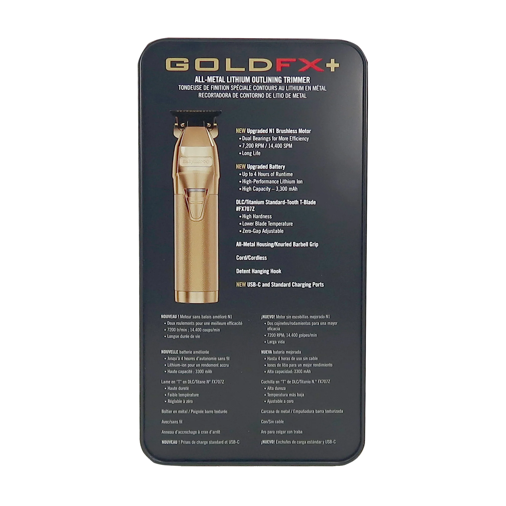 BaByliss Pro GOLDFX+ All-Metal Lithium Outlining Trimmer Gold #FX787NG - Image 5