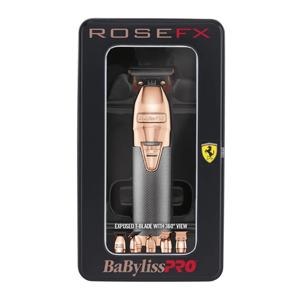 BaByliss PRO FX Skeleton Exposed T-Blade Outlining Cordless Trimmer with Replacement Deep Tooth T-Blade and Wide Tooth Comb Rose Gold - Image 3