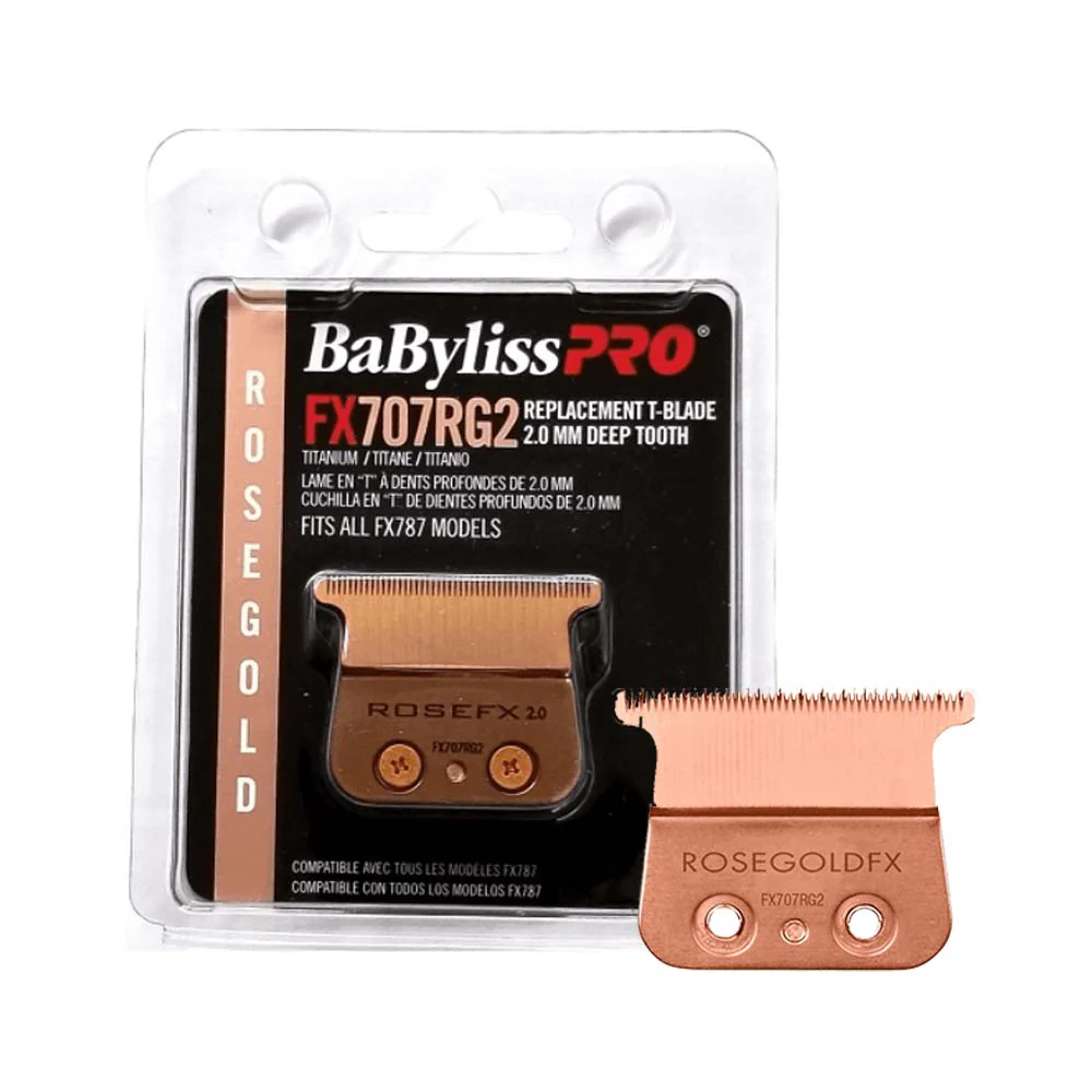 BaByliss PRO FX Skeleton Exposed T-Blade Outlining Cordless Trimmer with Replacement Deep Tooth T-Blade and Wide Tooth Comb Rose Gold - Image 4