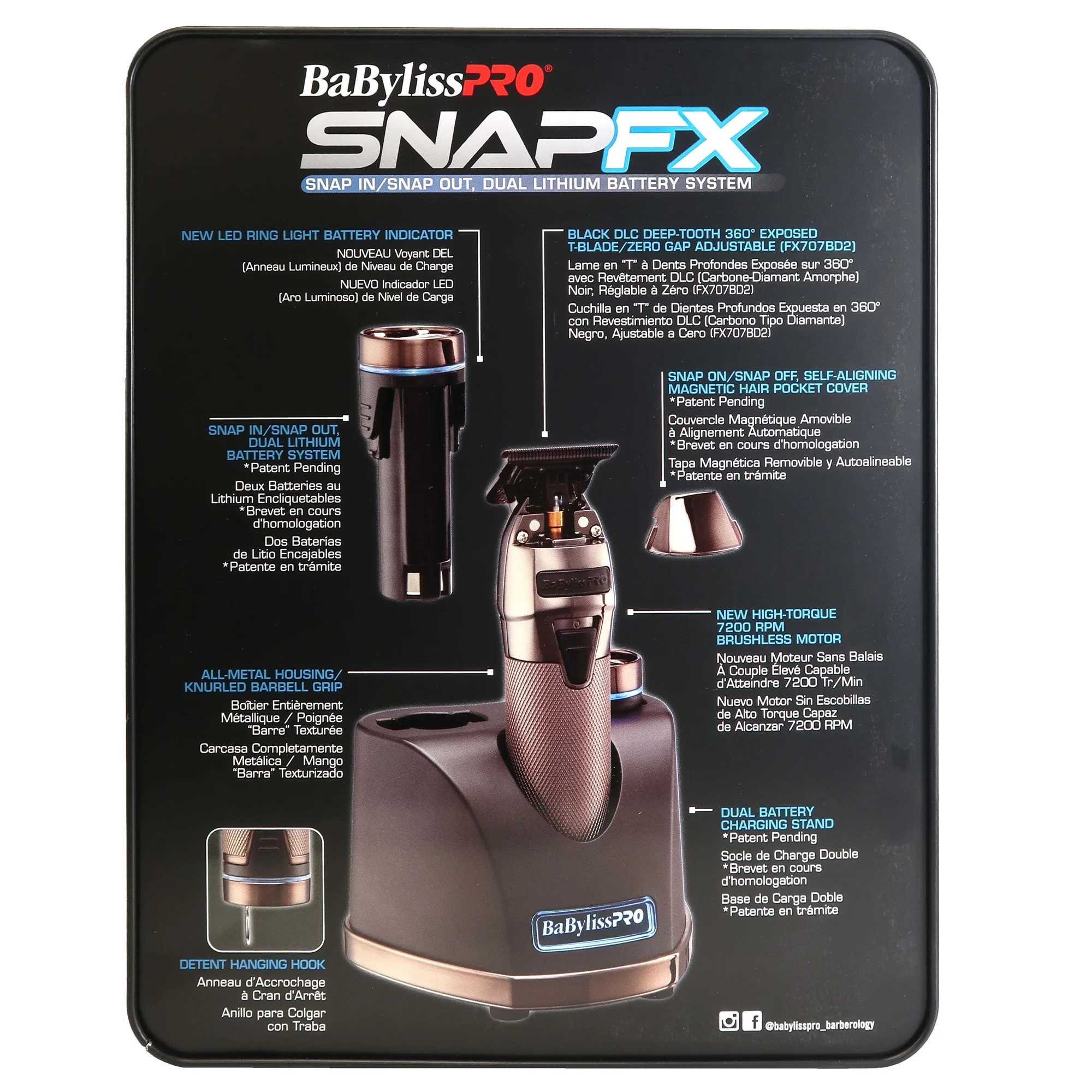 BaBylissPRO SNAPFX DLC Zero Gap Adjustable Trimmer FX797 + Cape + Clipper Spray & Comb - Image 4
