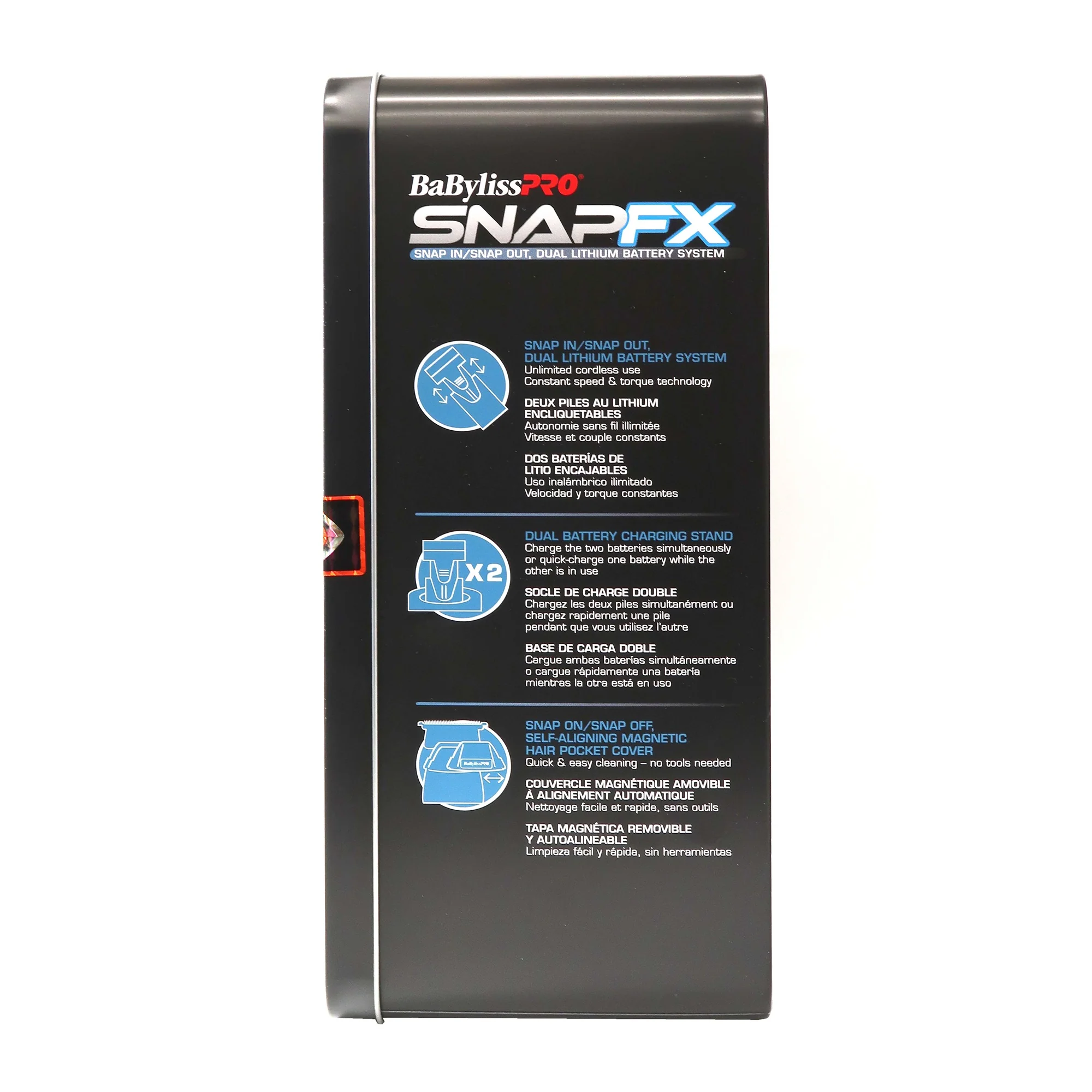 BaByliss Pro SNAPFX DLC Zero Gap Adjustable Trimmer with Snap In/Out Dual Lithium Battery System FX797 with High Capacity Battery for SNAPFX Trimmer FX797 and Fade Soft Neck Brush - Image 5