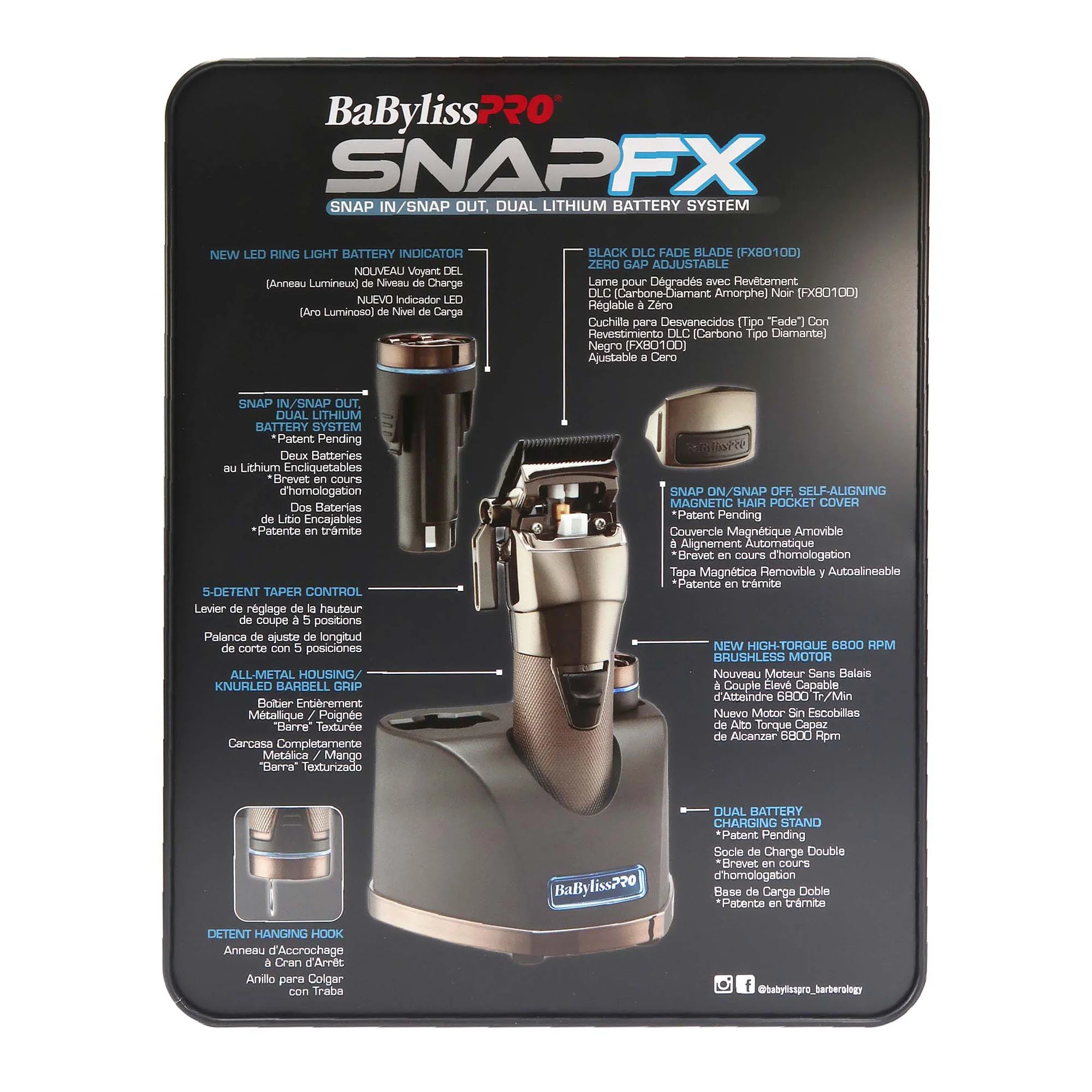 BaByliss Pro SNAPFX Clipper With Snap In/Out Dual Lithium Battery System FX890 - Image 4