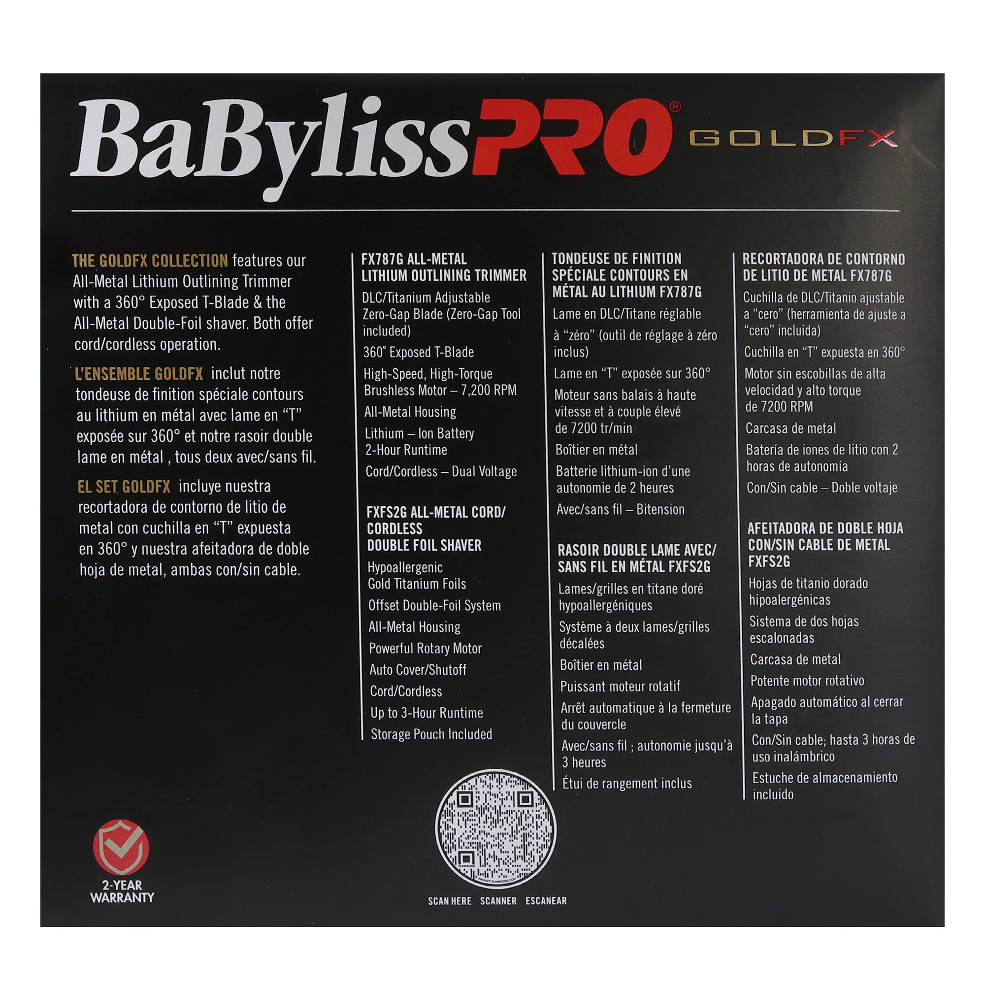 BaByliss Pro GOLDFX Collection - Metal Lithium Outlining Trimmer & Double Foil Shaver #FXHOLPK2G - Image 7