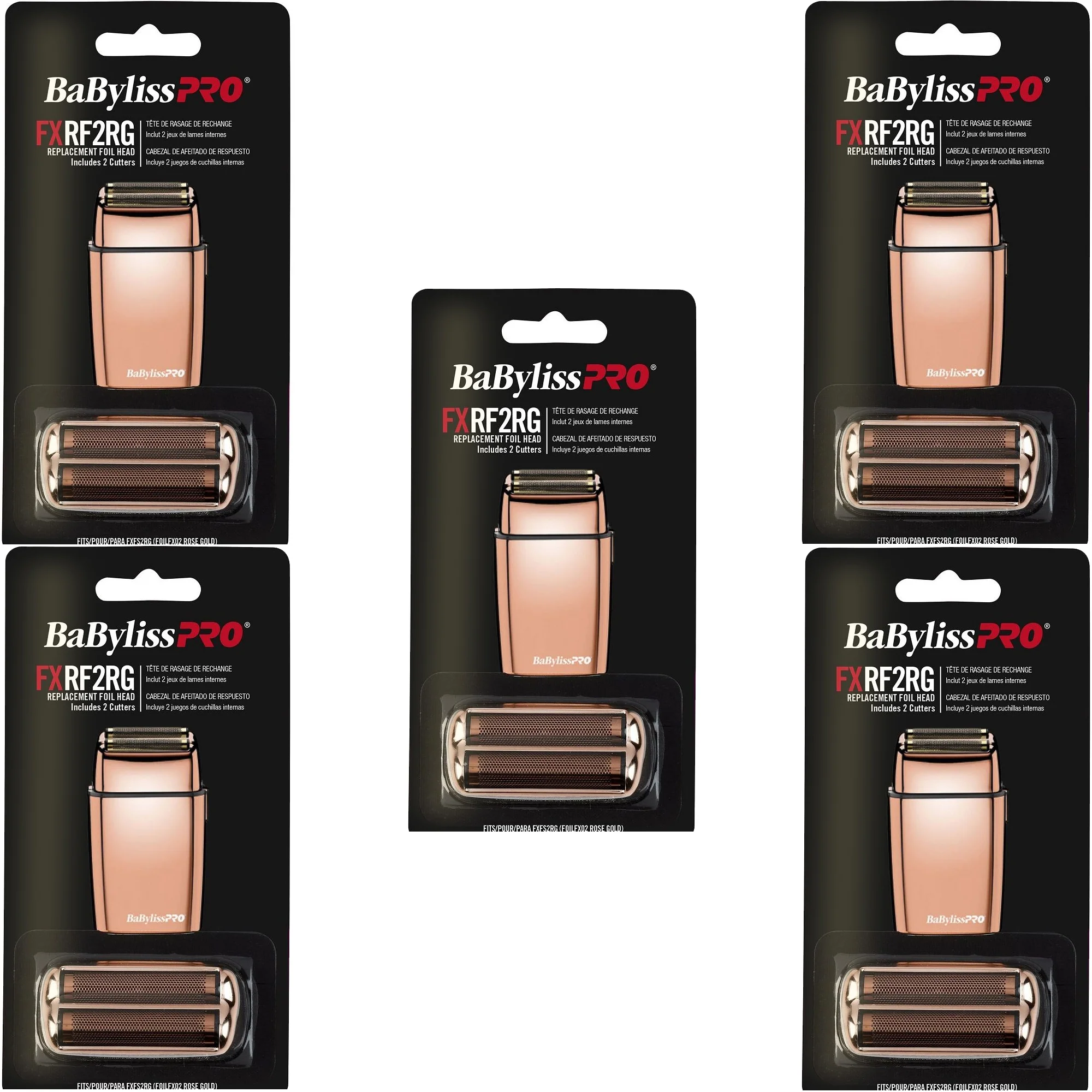 5 Packs BaByliss Pro FOILFX02 Rose Gold Replacement Foil & Cutter #FXRF2RG