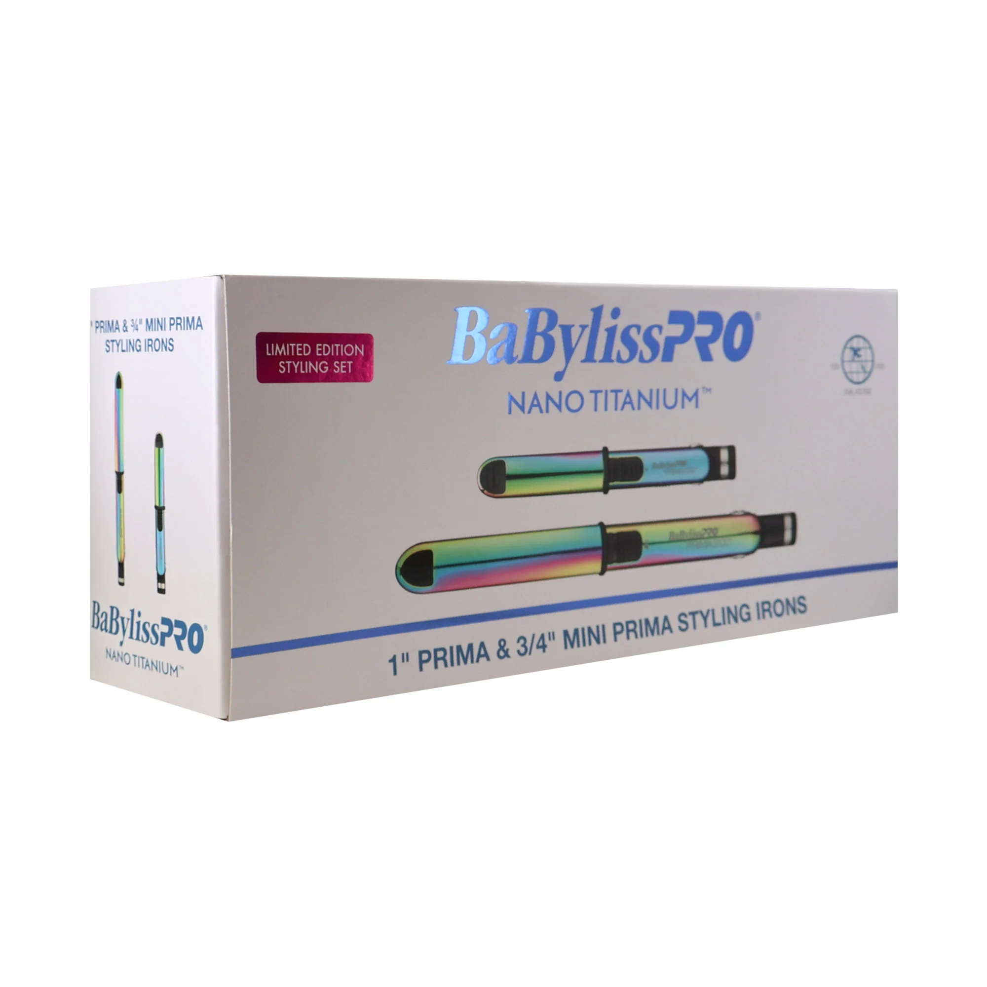 BaByliss Pro Nano Titanium Limited Edition 1" Iridescent Prima Stainless Steel & 3/4" Mini Prima Styling Irons Combo BNTPPRB75 with Ergo-Grip Detangler Brush - Image 5