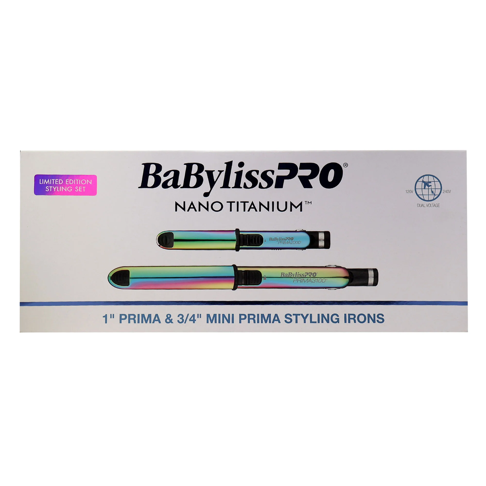 BaByliss Pro Nano Titanium Limited Edition 1" Iridescent Prima Stainless Steel & 3/4" Mini Prima Styling Irons Combo BNTPPRB75 with Ergo-Grip Detangler Brush - Image 7