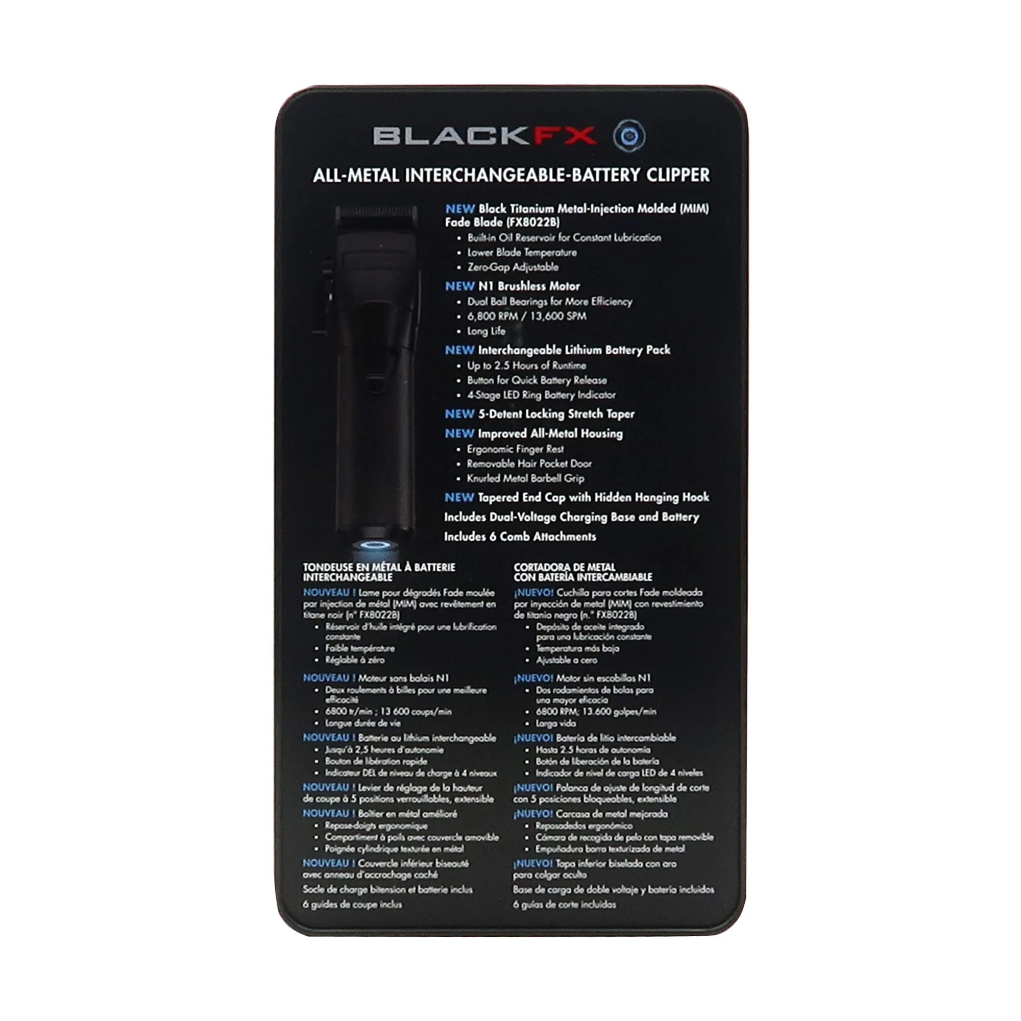 BaByliss Pro FXONE BLACKFX All-Metal Interchangeable-Battery Clipper #FX899MB - Image 7
