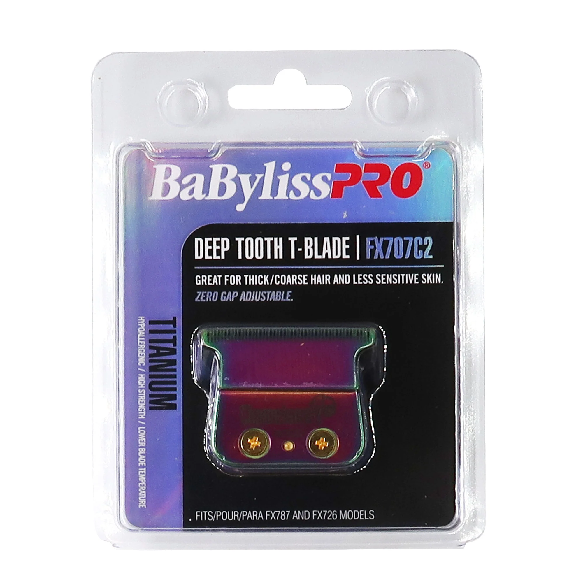 BaByliss Pro ChameleonFX Replacement Titanium Deep Tooth T-Blade FX707C2 with Fade Brush and 9" Comb Black - Image 2