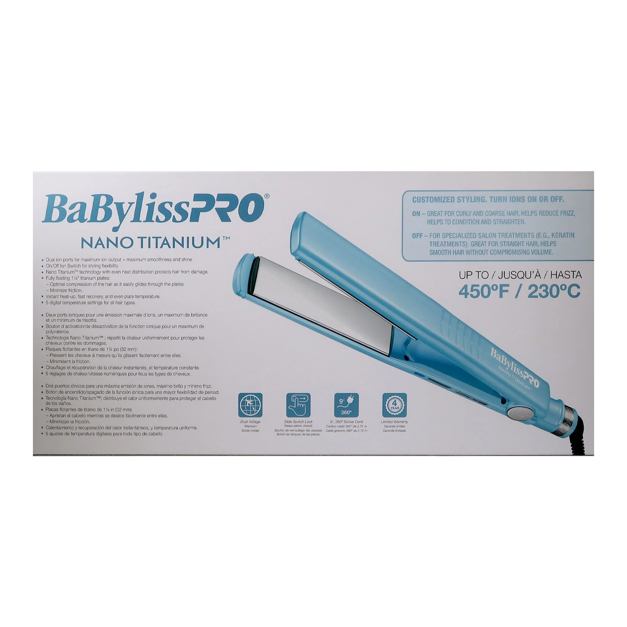 BaByliss Pro Nano Titanium Dual Ionic Flat Iron 1¼" #BNT9125TUC with Nano Titanium Prima2000 3/4" Mini Flat / Curling Iron Iridescent #BNTBRB2000UC - Image 6
