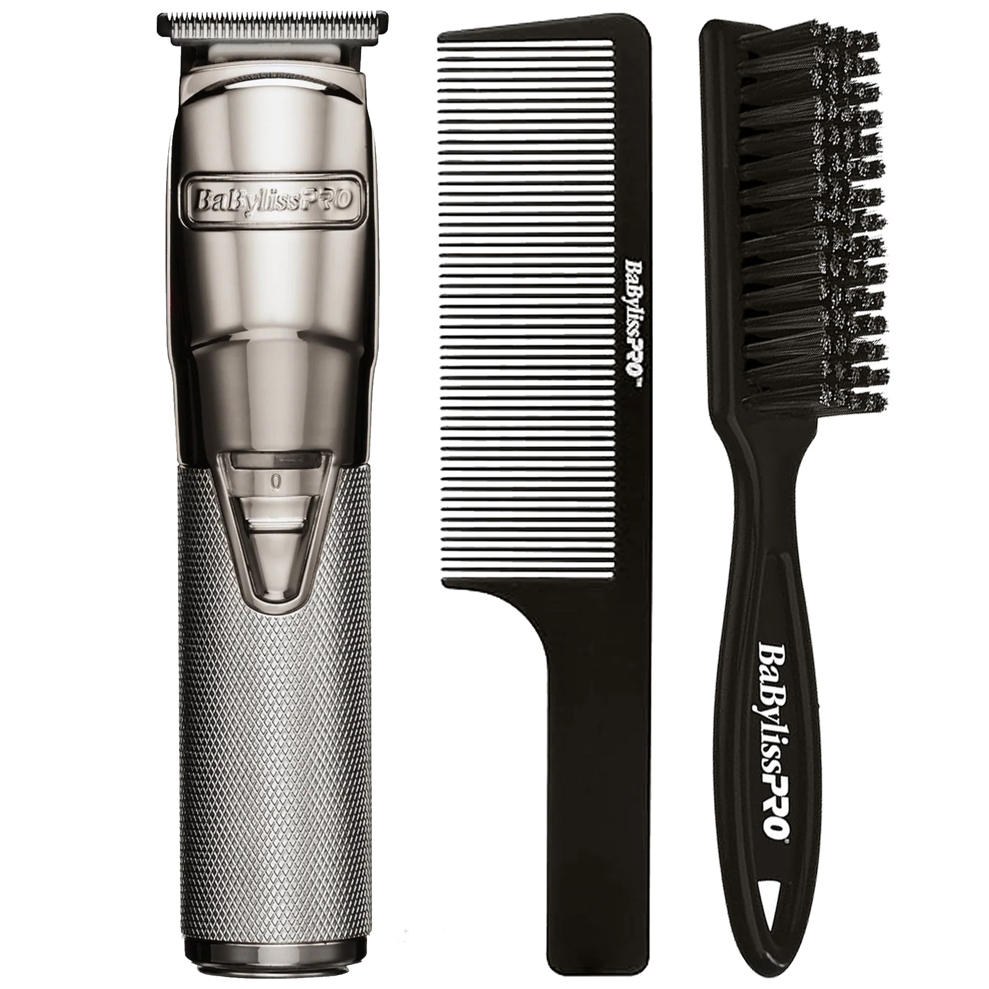 Babyliss Pro FX788S Silver FX Metal Lithium Cordless Trimmer with Fade Brush and 9" Comb