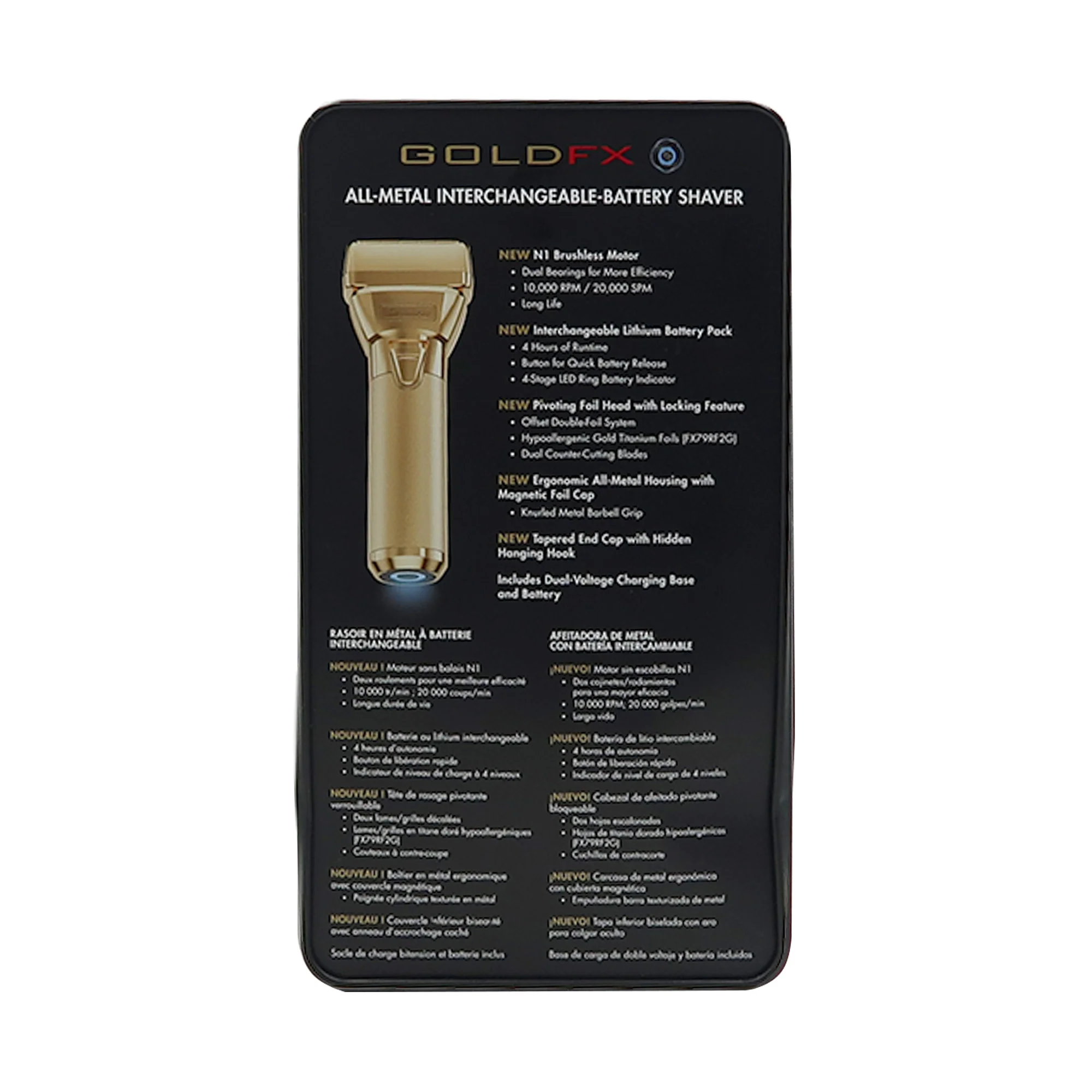 BaByliss Pro FXONE GOLDFX All-Metal Interchangeable-Battery Shaver Gold #FX79FSG with Babyliss Pro Industrial Barber Apron and Wahl Flat Top Comb White - Image 8