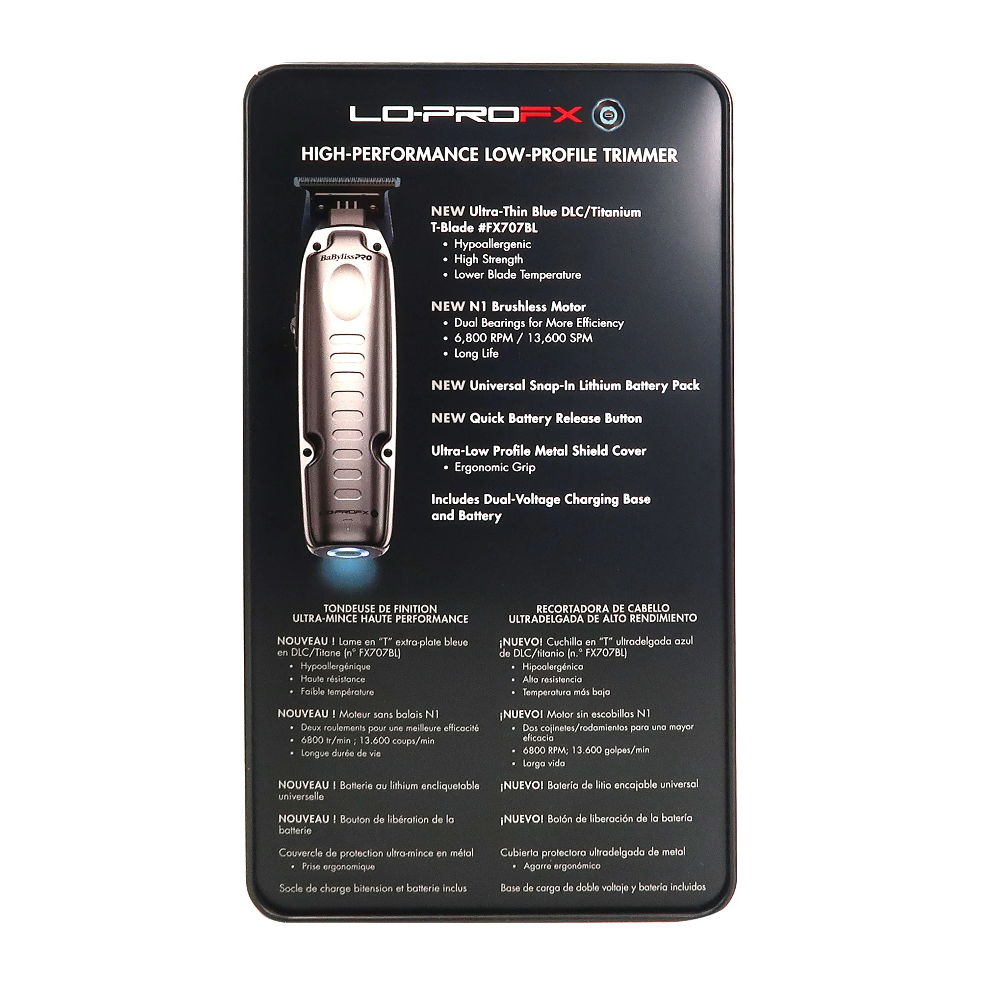 BaByliss Pro FXONE LO-PROFX High-Performance Low-Profile Trimmer FX729 with Fade Brush and 9" Comb - Image 6