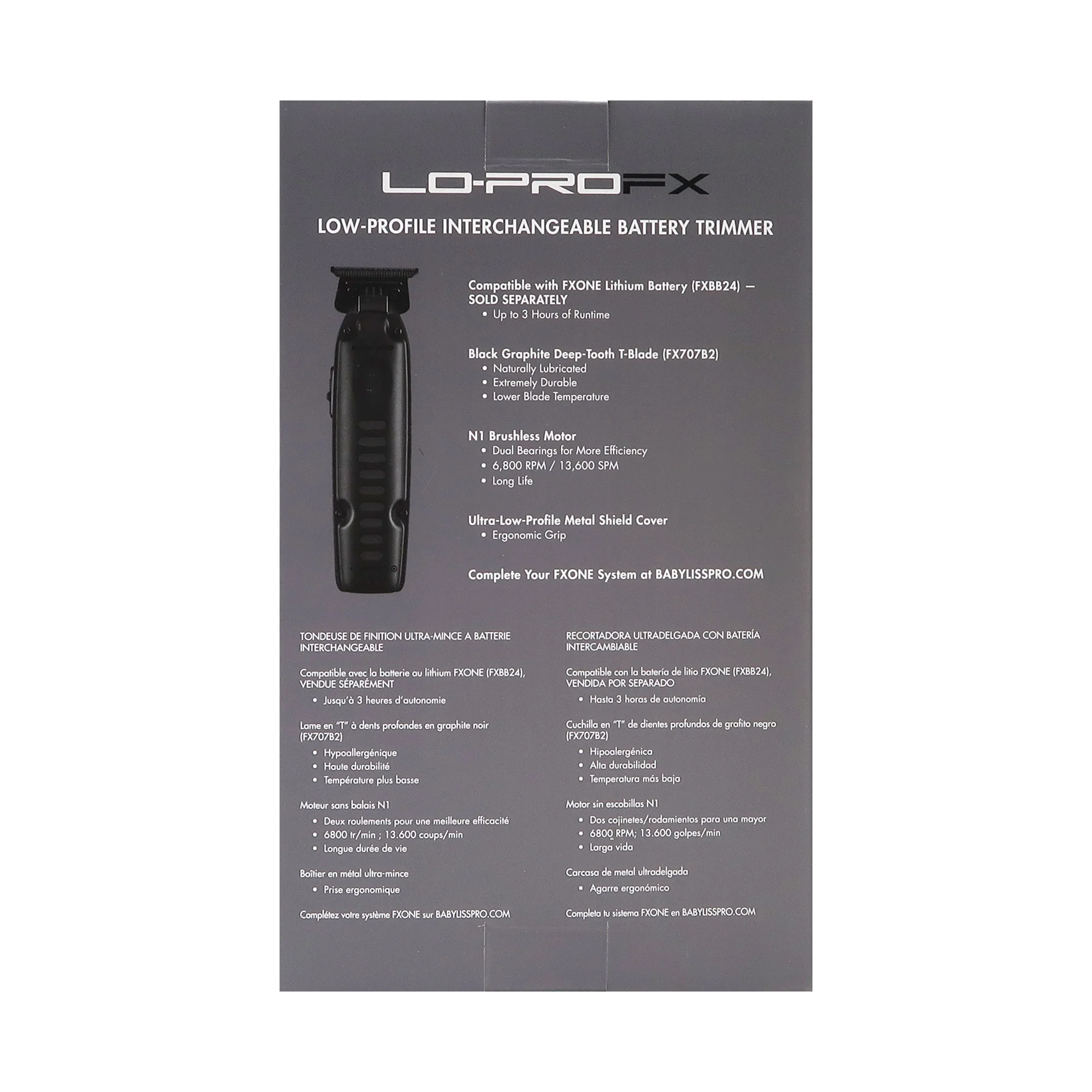 BaByliss Pro FXONE LO-PROFX LIMITED EDITION Trimmer - Matte Black (TOOL ONLY) #FX729MBLT with BaByliss Pro FXONE Accessories Kit (Includes Battery, Charging Base, Cord & Adapter) - Image 7