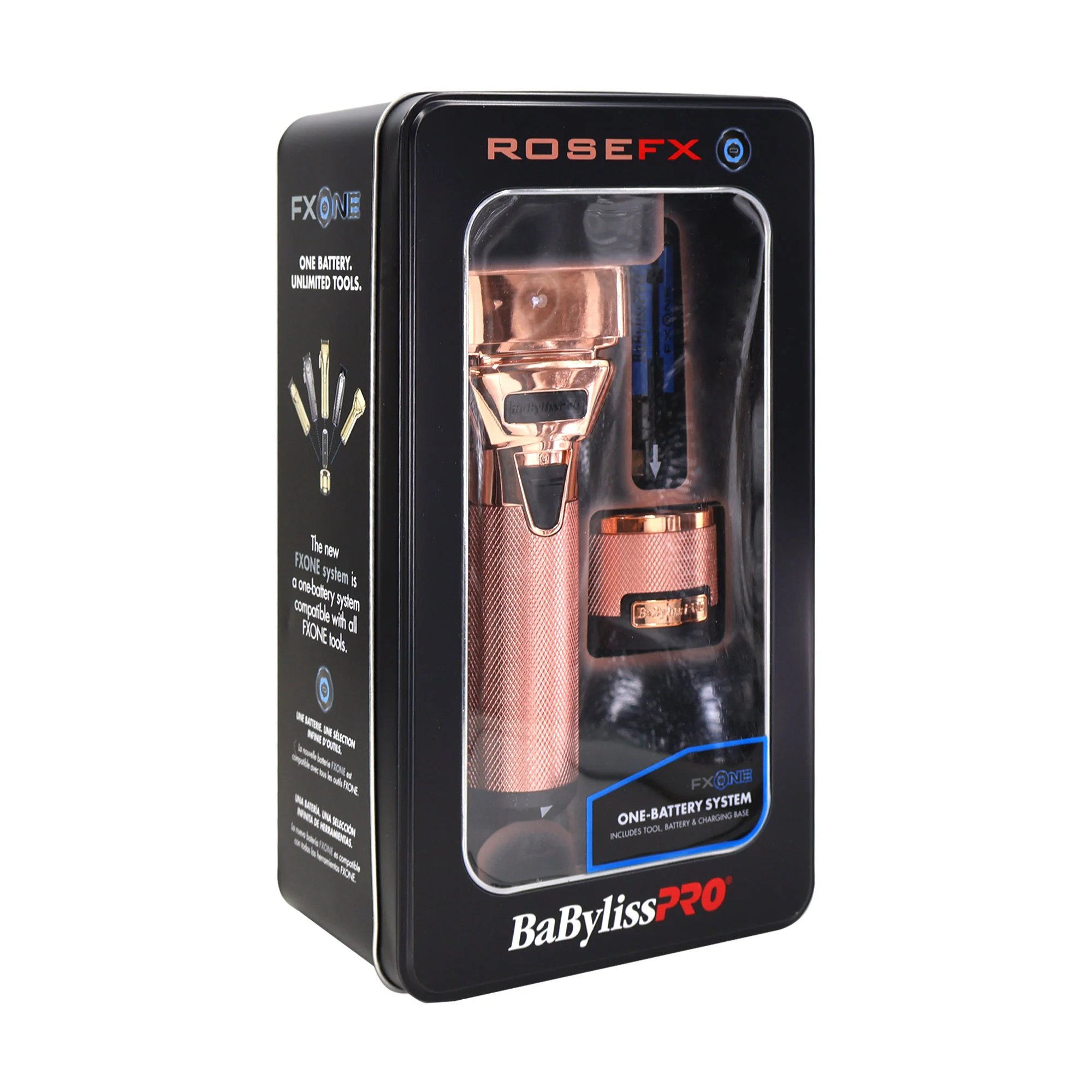 BaByliss Pro FXONE ROSEFX All-Metal Interchangeable-Battery Shaver FX79FSRG with Fade Brush and 9" Comb - Image 6