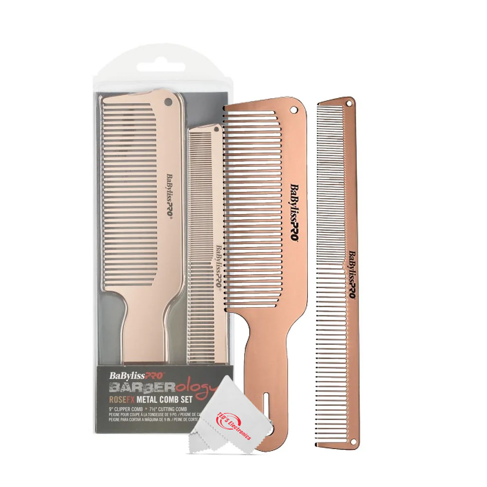 BaByliss Pro FXONE ROSEFX All-Metal Interchangeable-Battery Shaver FX79FSRG with Barberology Metal Comb Set 9" Clipper Comb and 7.5" Cutting Comb Rose Gold - Image 9