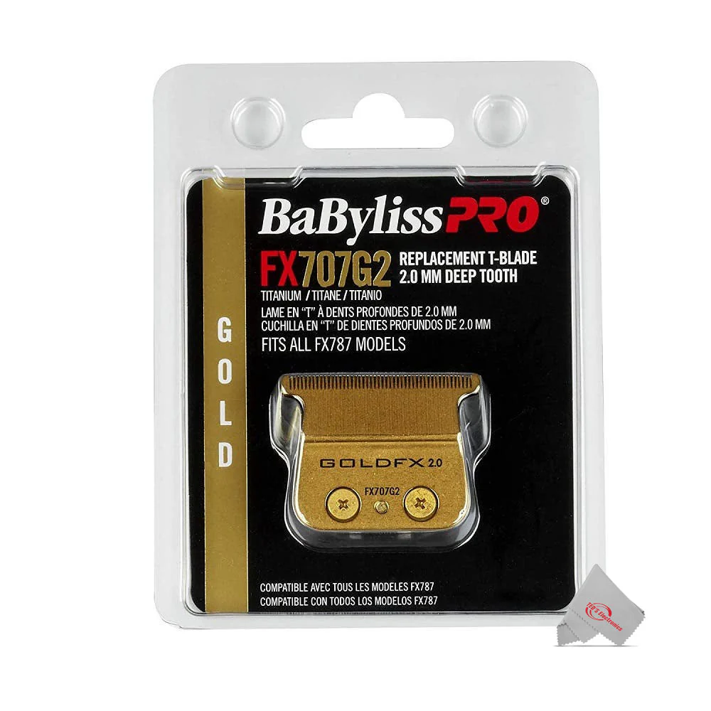 Babyliss Pro Gold FX707G2 Replacement Deep Tooth T-Blade 2.0MM with Fade Brush and 9" Comb - Image 3