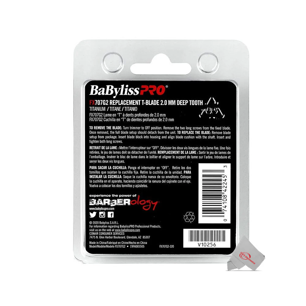 Babyliss Pro Gold FX707G2 Replacement Deep Tooth T-Blade 2.0MM with Fade Brush and 9" Comb - Image 5