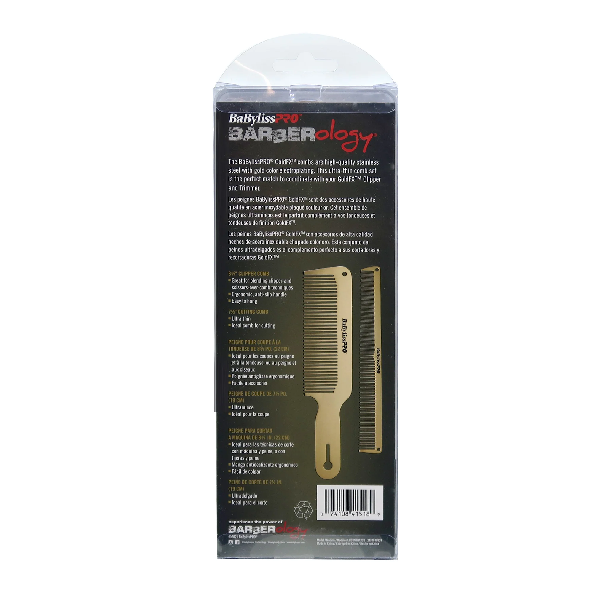 BaByliss Pro GoldFX Boost+ Gold Adjustable Blade Cordless Clipper (FX870GBP) with DLC and Titanium Coated Replacement Clipper Blade + Comb Set - Image 8