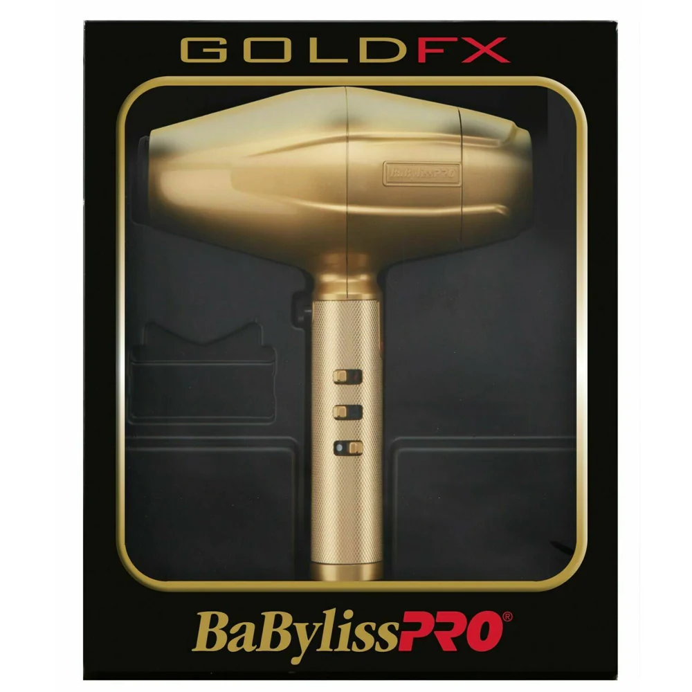 BaByliss PRO FXBDG1 GoldFX High Performance Turbo Dryer with BaByliss Pro UVFOIL UV-Disinfecting Metal Single Foil Shaver - Gold #FXLFS1G and GoldFX Comb Set - Image 6