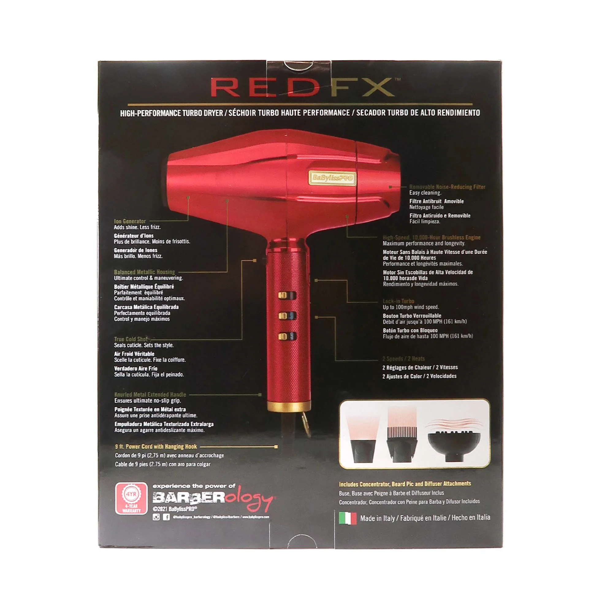 BaByliss Pro Influencer Collection REDFX Dryer - Hawk the Barber Prodigy #FXBDR1 with Wahl Flat Top Comb White - Image 6