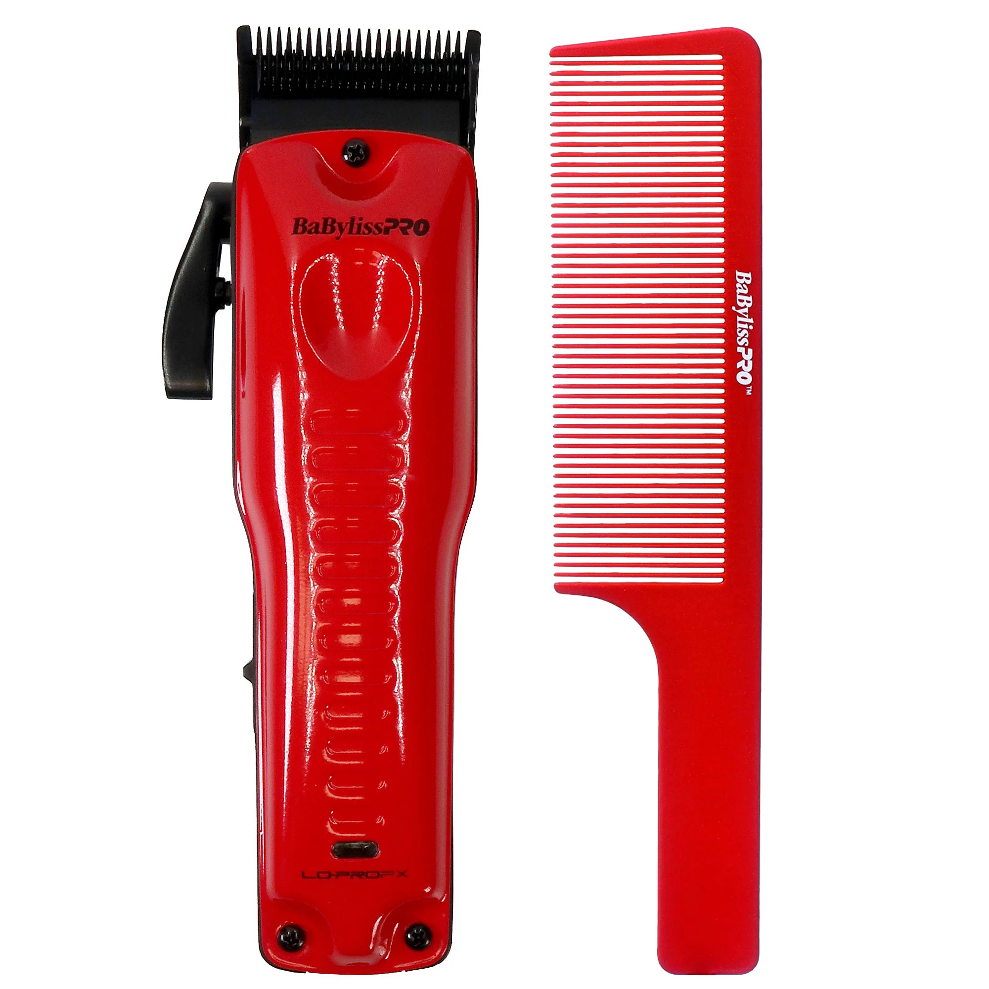 BaByliss Pro Limided Edition LO-PRO FX Cordless Clipper (Van Da' Goat) #FX825RI with BaByliss Pro Barberology 9" Clipper Comb - Red