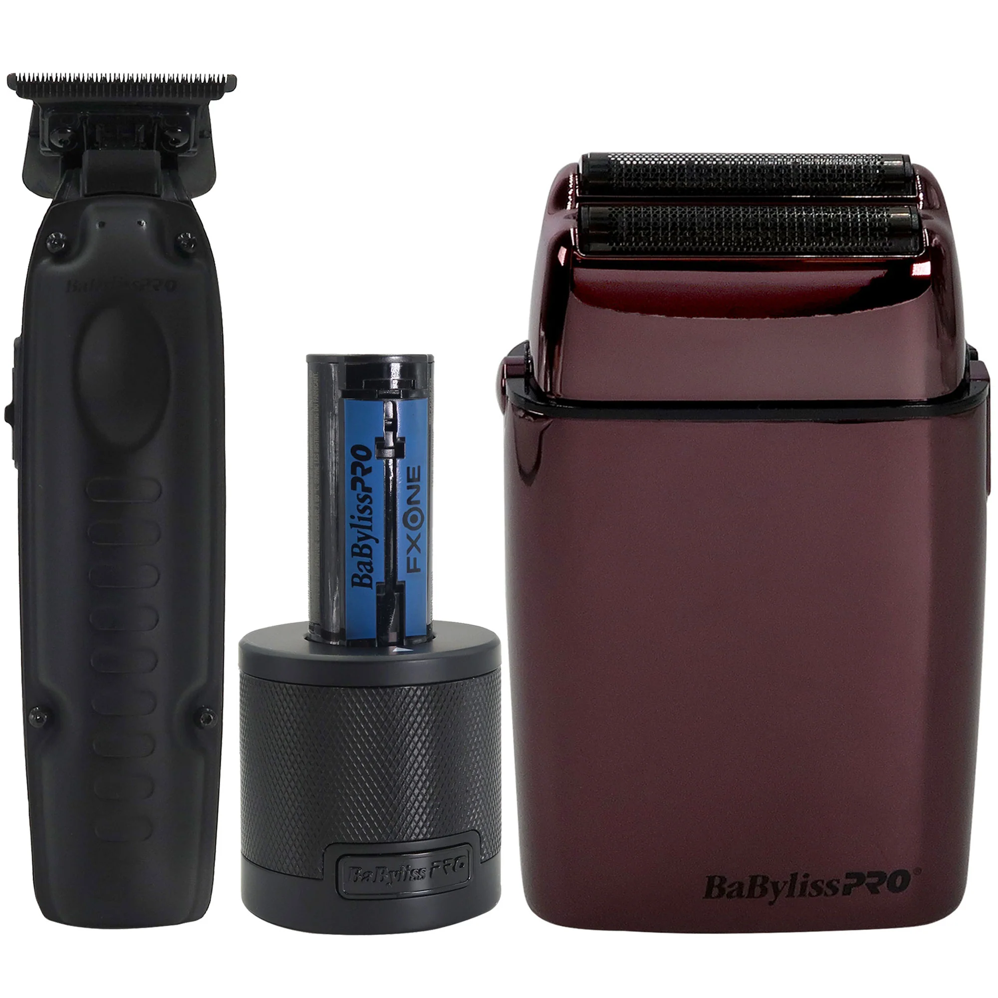 BaByliss Pro LIMITED EDITION Cordless Metal Double Foil Shaver (Purple) FXFS2P with FXONE LO-PROFX LIMITED EDITION Trimmer - Matte Black FX729MBLT