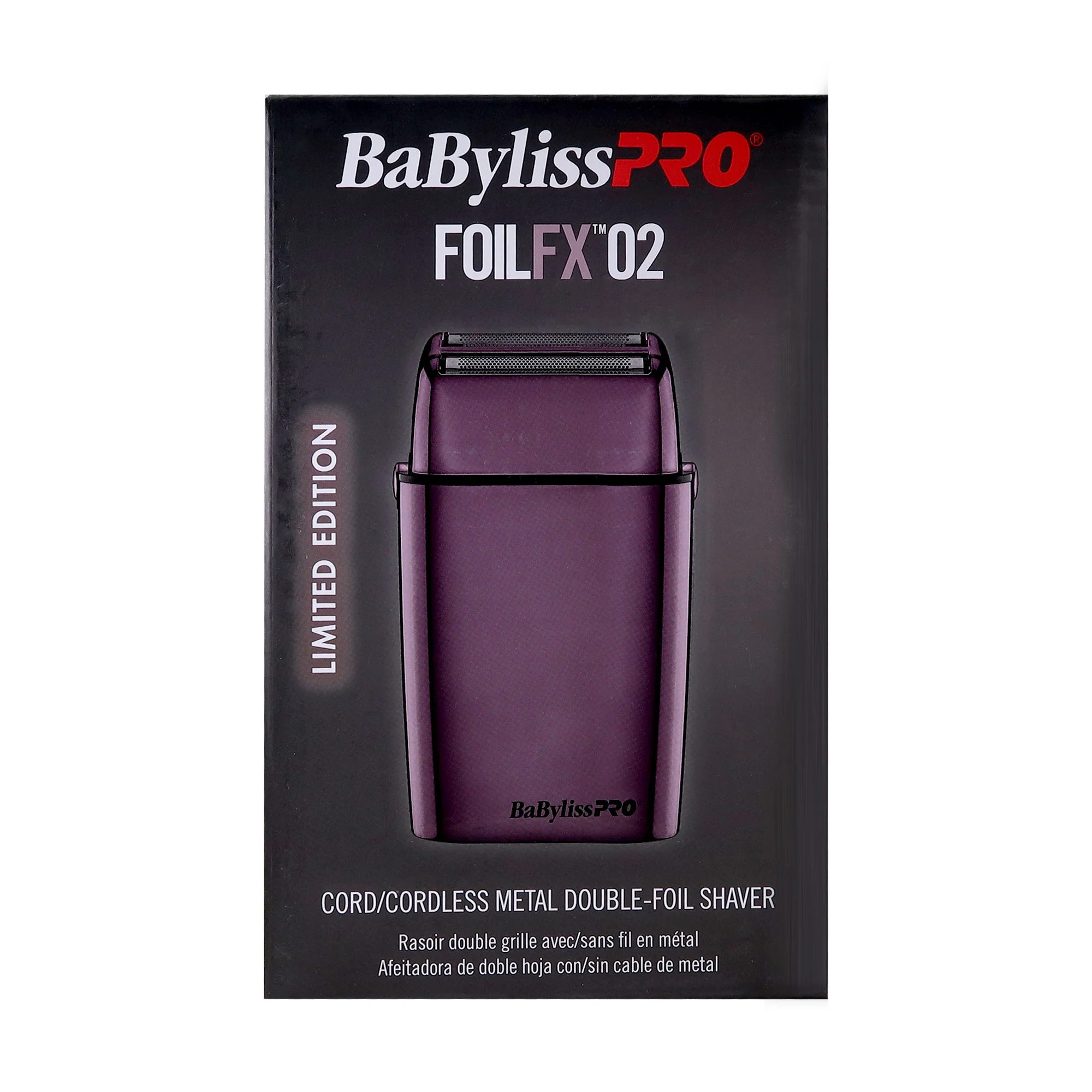 BaByliss Pro LIMITED EDITION Cordless Metal Double Foil Shaver (Purple) FXFS2P with FXONE LO-PROFX LIMITED EDITION Trimmer - Matte Black FX729MBLT - Image 4