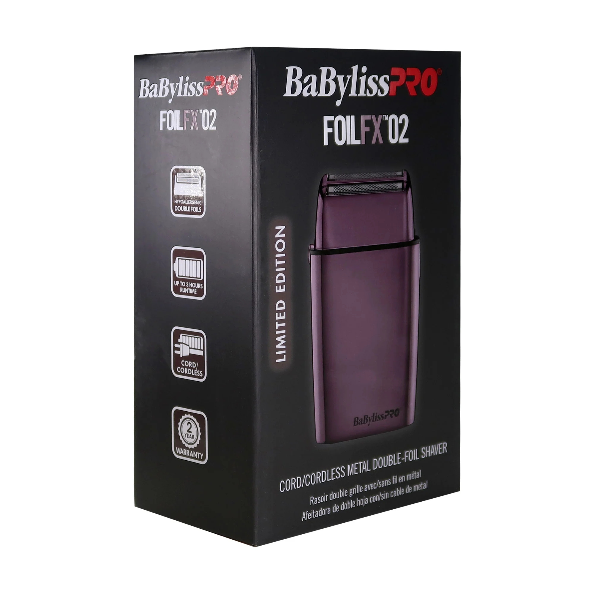 BaByliss Pro LIMITED EDITION Cordless Metal Double Foil Shaver (Purple) FXFS2P - Image 3