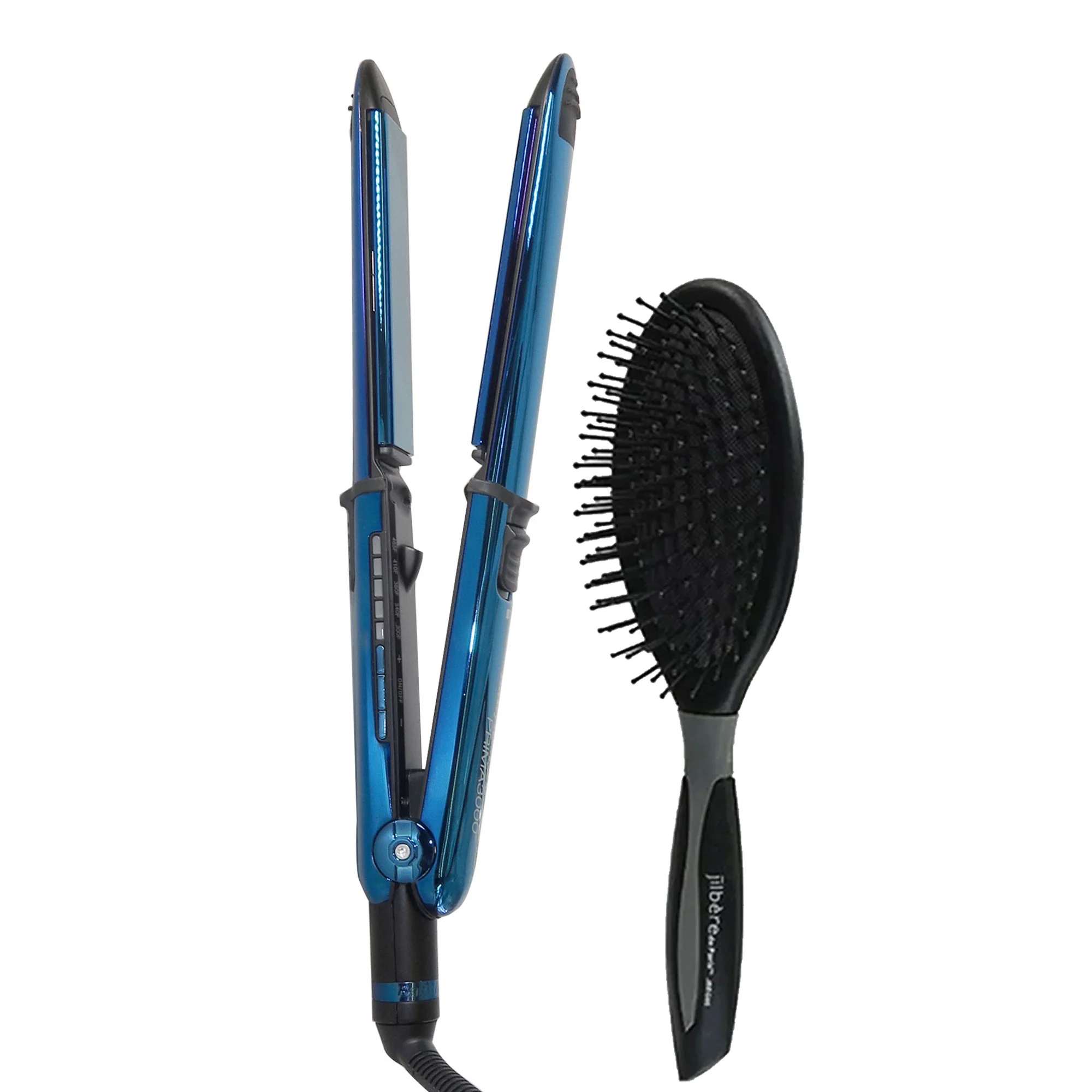 BaByliss Pro LIMITED EDITION Nano Titanium Prima 3000 1¼" Stainless Steel Flat Iron BNTMB3000TUC with Conair Pro Brush