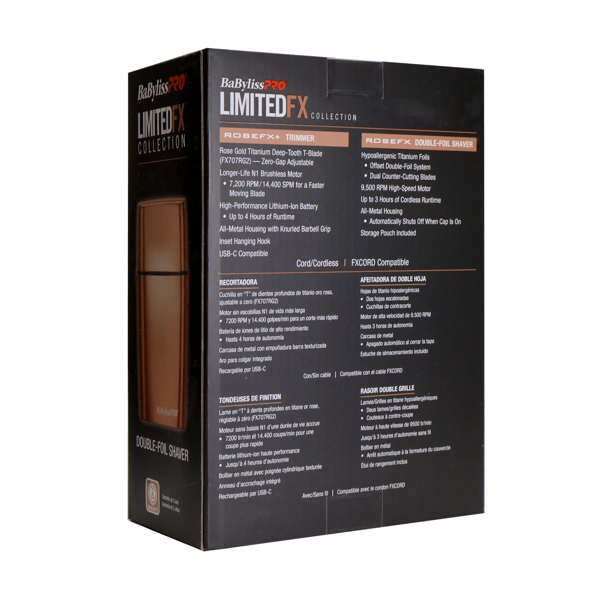 BaByliss Pro LIMITEDFX Collection Limited Edition Trimmer and Double Foil Shaver Rose Gold #FXDUOFS2TRG - Image 3