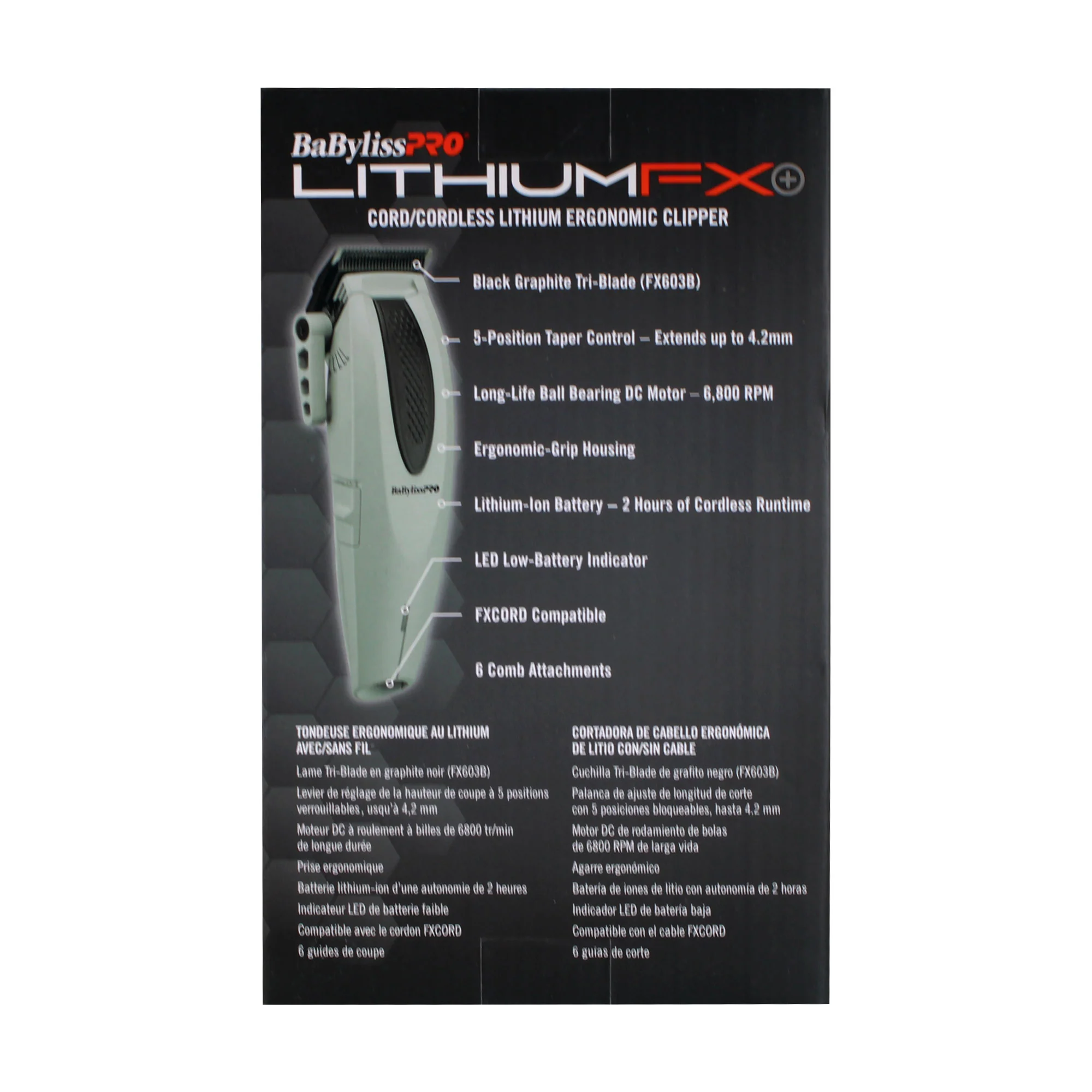 BaByliss Pro LITHIUMFX+ Limited Edition Cordless Lithium Ergonomic Trimmer (Grey) FX773NGY with Clipper (Grey) FX673NSGY - Image 6