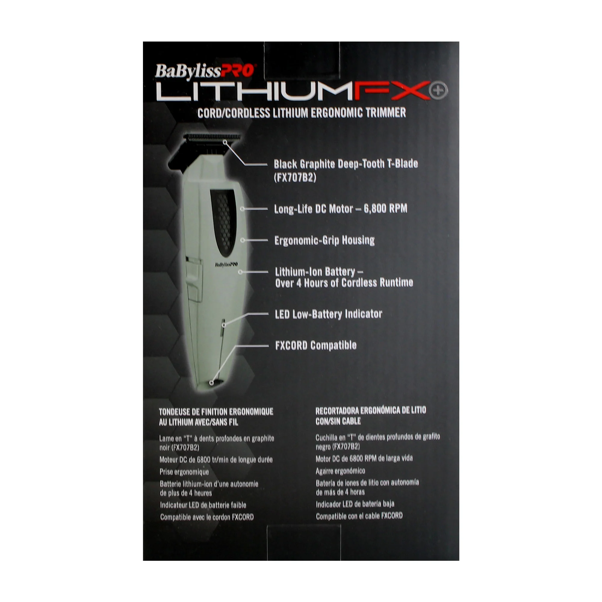 BaByliss Pro LITHIUMFX+ Limited Edition Cordless Lithium Ergonomic Trimmer (Grey) FX773NGY with Cordless Metal Double Foil Shaver (Gray) FXFS2GY - Image 6