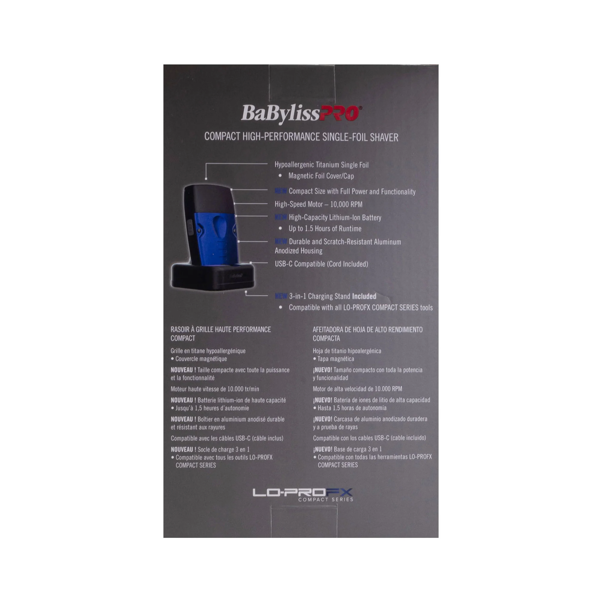 BaByliss Pro Lo-ProFX Compact High-Performance Single Foil Cordless Shaver (Blue) - Image 6