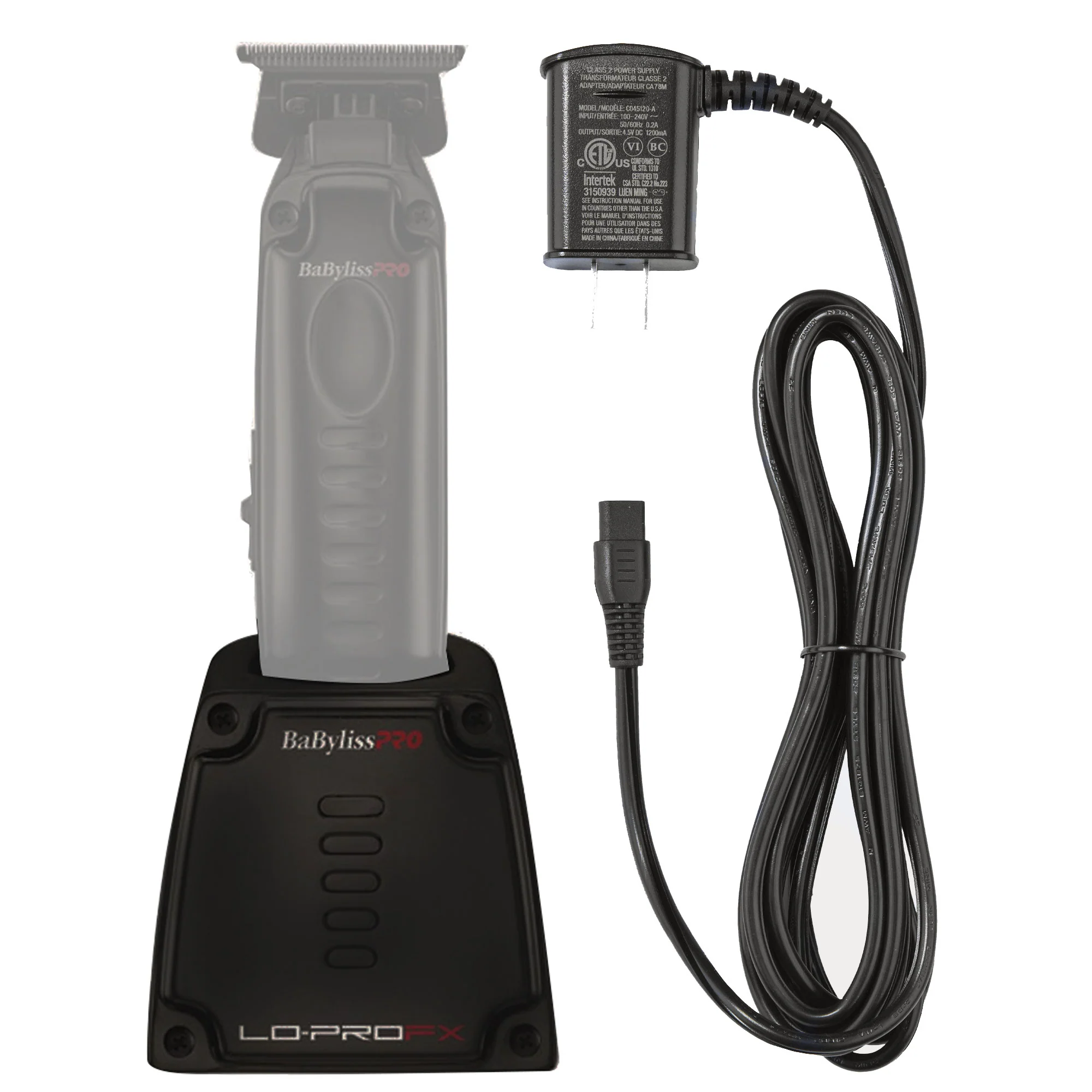 BaByliss Pro LO-PROFX Trimmer Charging Base #FX726BASE with Babyliss Pro FX Replacement Power Cord FXCORD