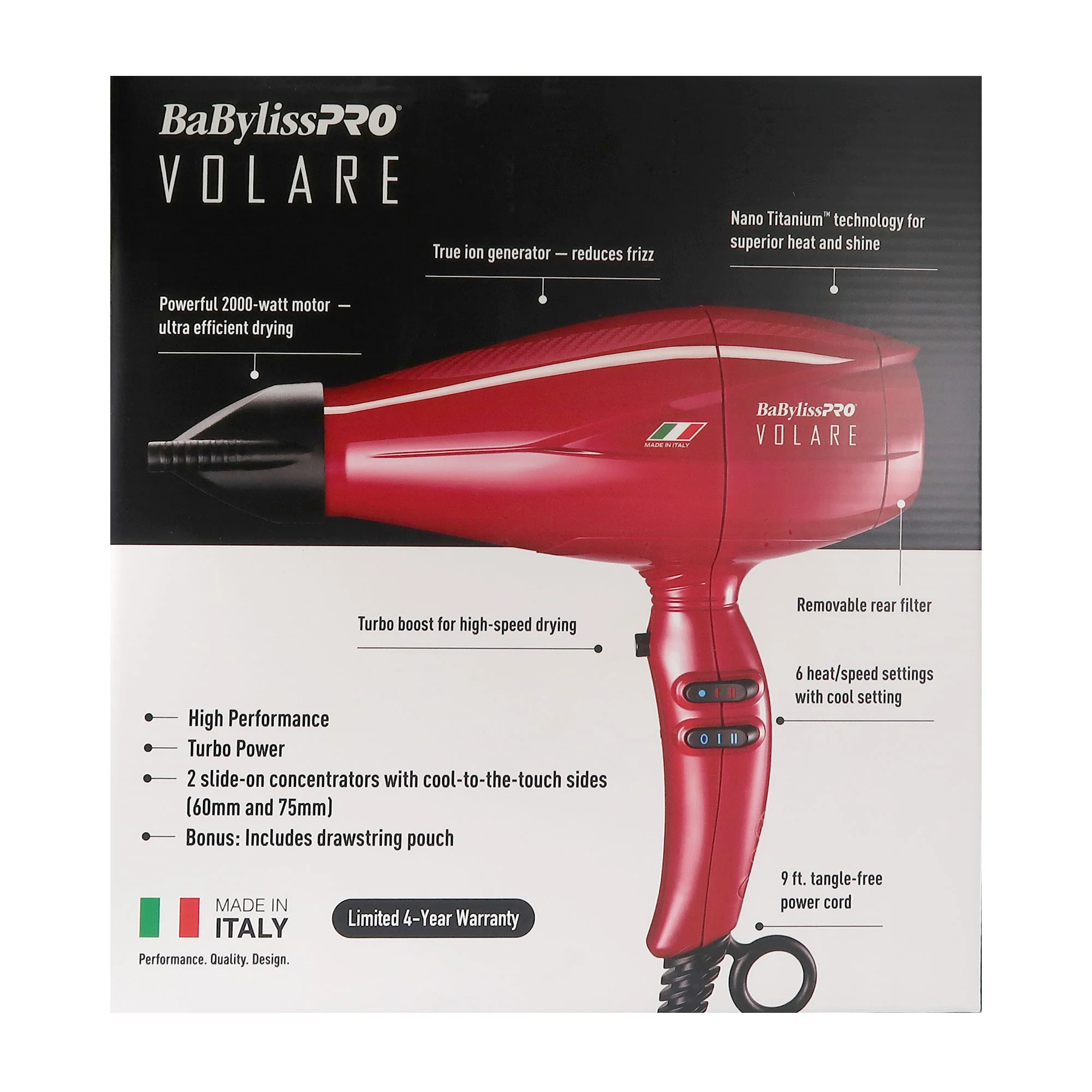 BaByliss Pro Nano Titanium Italian Volare Hair Dryer - 2000 Watt Blow Dryer - Image 5