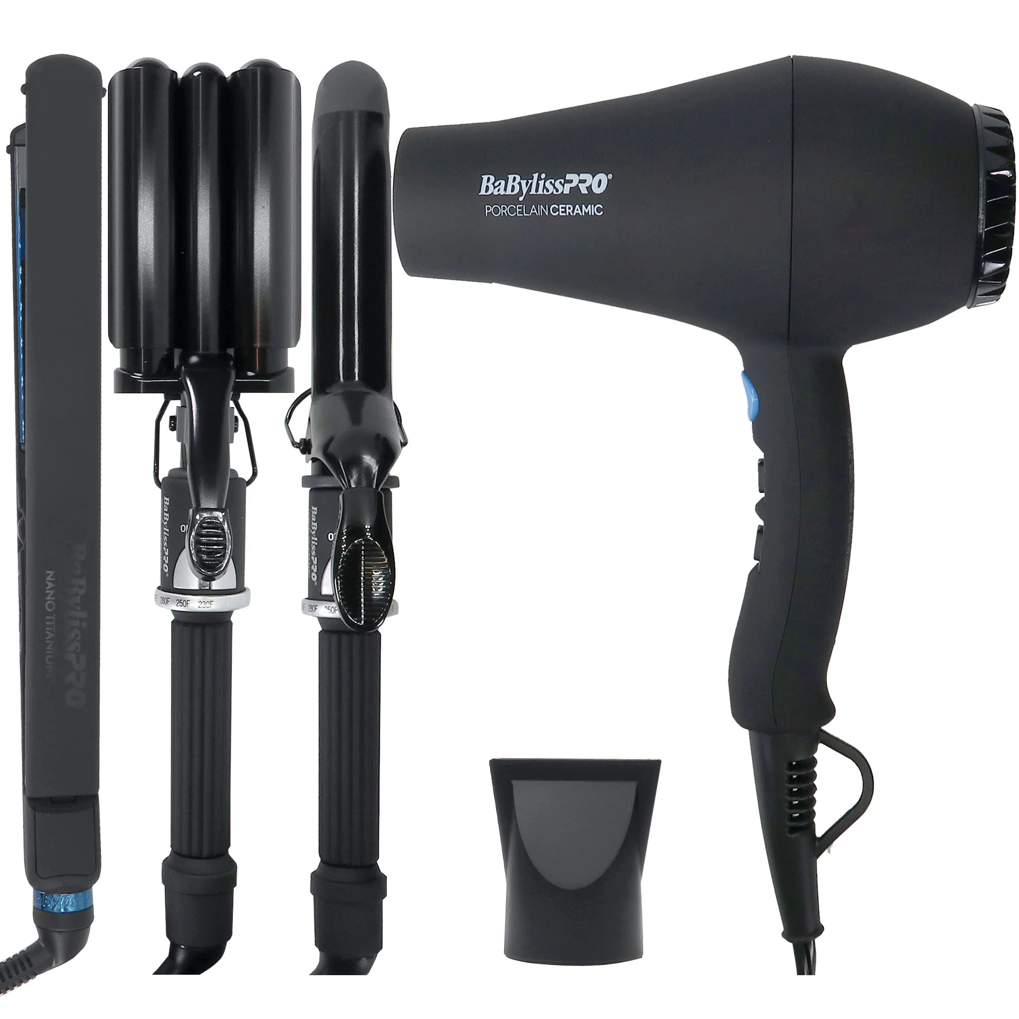 BaByliss Pro Porcelain Ceramic Gift Box (Dryer, Waver, Curling Iron) #BPPP7 with BaByliss Pro LIMITED EDITON Nano Titanium Ultra-Thin 1" Flat Iron #BNTMB4072TUC - Image 2